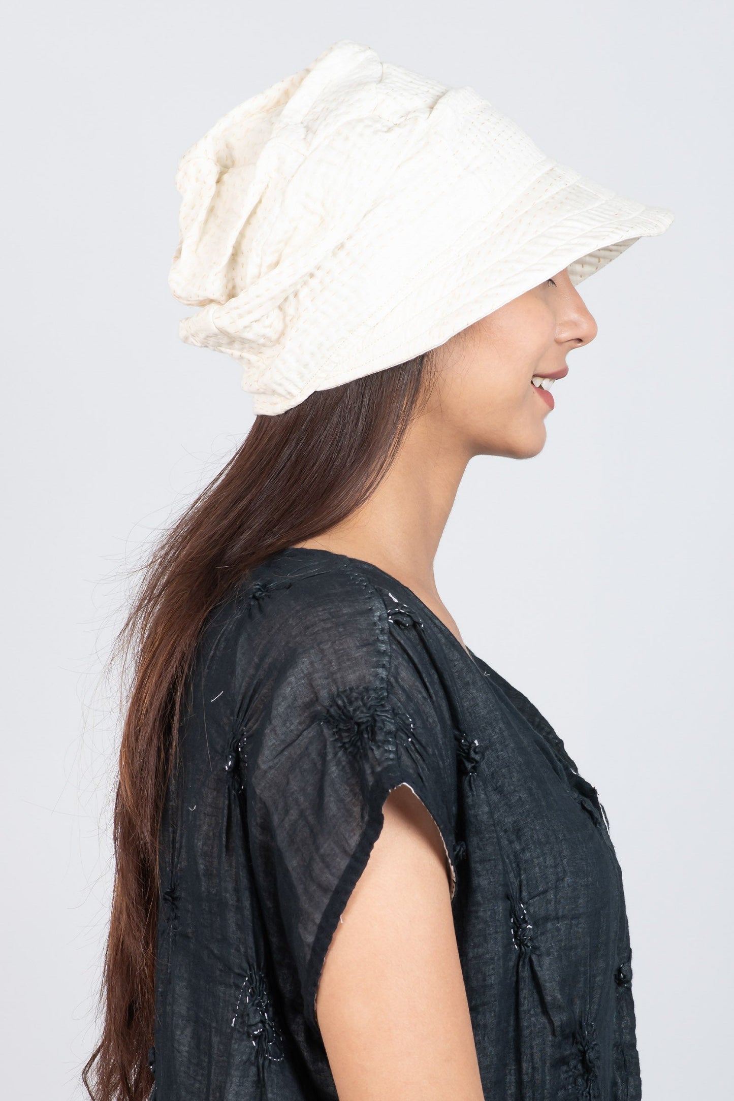 JAIPUR WHITE KANTHA HALF BRIM HAT - jw4881-ivy -