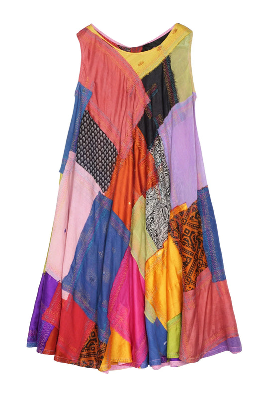 MOSAIC TILE PATCH KANTHA FULL CIRCULAR DRESS CITY - mt1421-mlt -