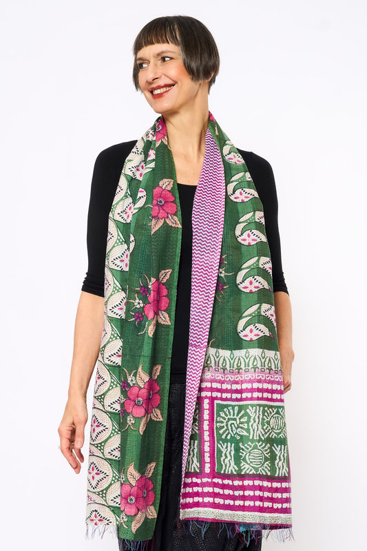 VINTAGE COTTON KANTHA SCARF STANDARD - cv2801-0021a -