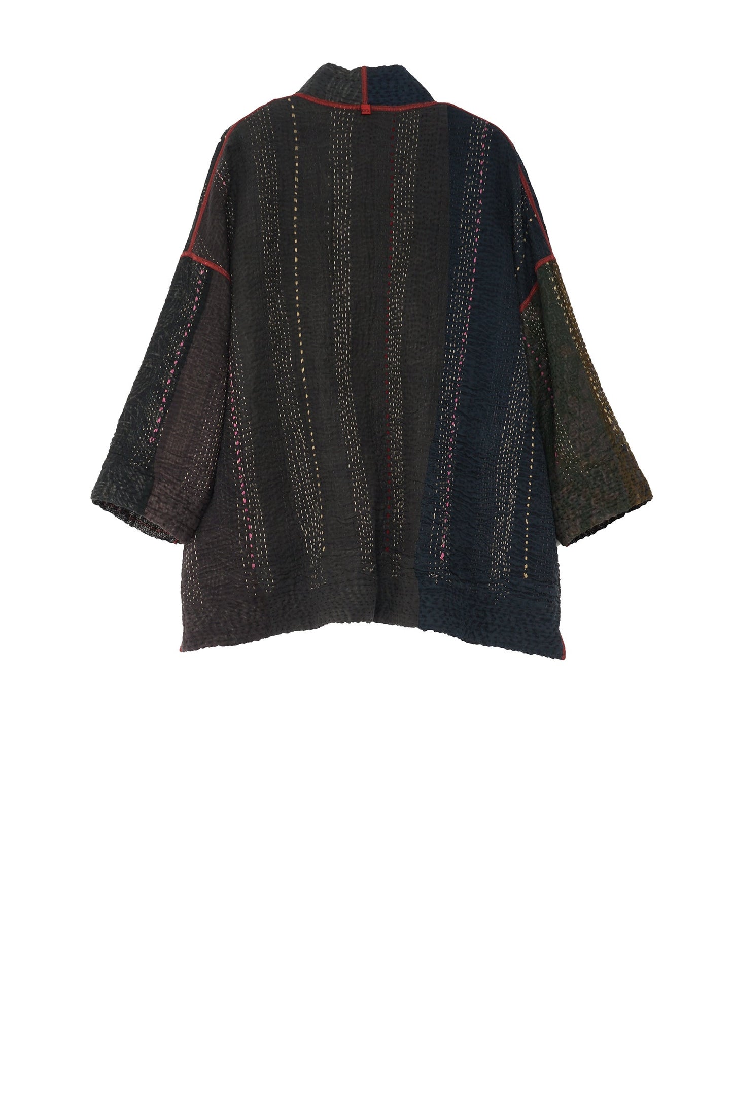 STRIPE RALLIS KANTHA MINI KIMONO JKT - pr4055-blk -