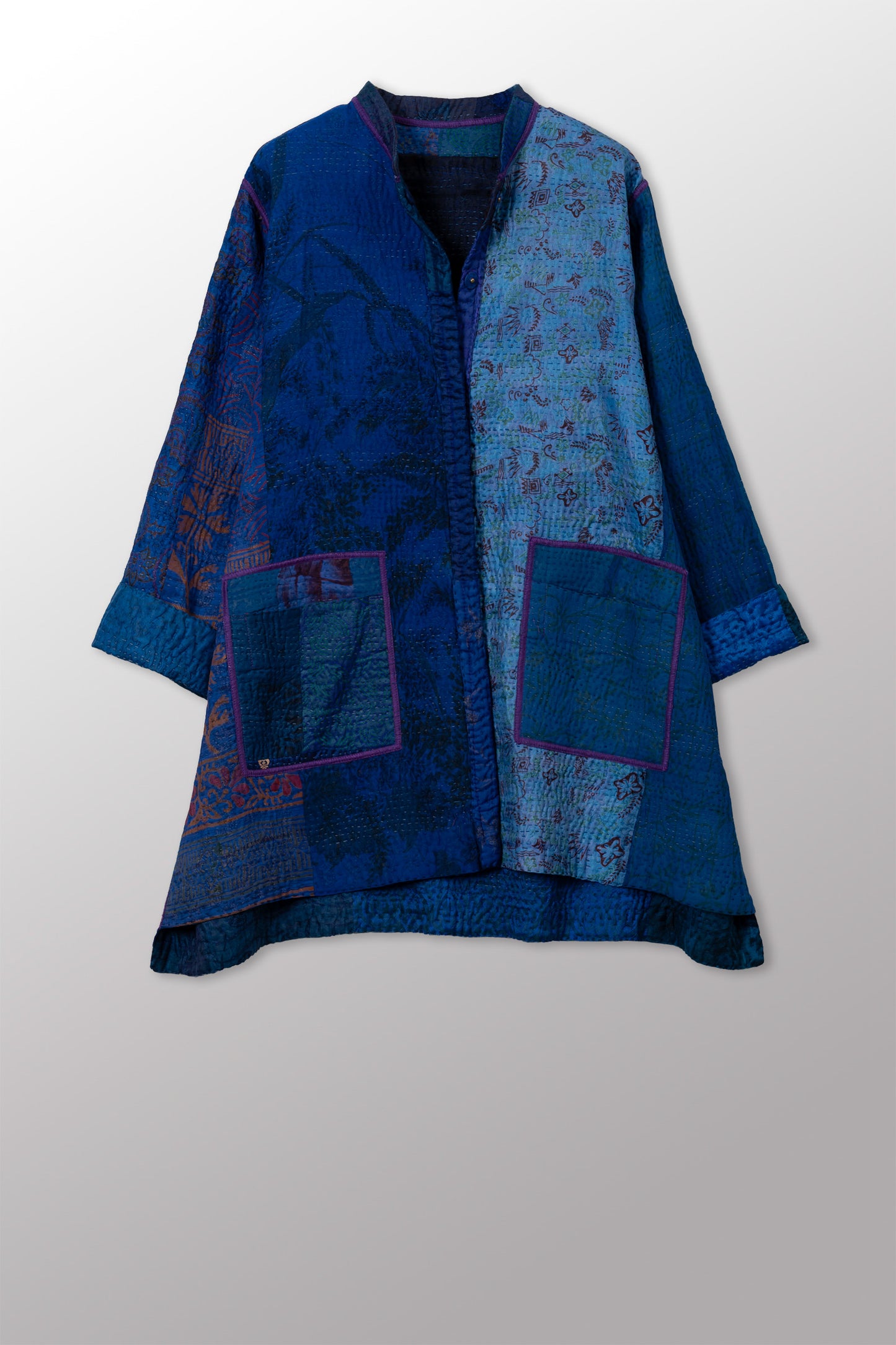 JACQUARD SILK KANTHA KAFTAN JACKET MEDIUM - js4089-cnvy001s -