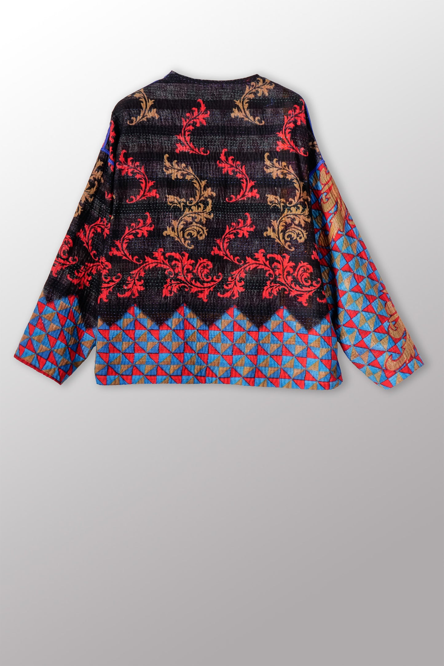 VINTAGE COTTON KANTHA CREW NECK SHORT JKT - cv4053-0068a -