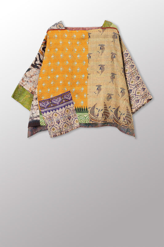VINTAGE SILK KANTHA 3/4 SLV. CROP TOP MIO - sv2538-0021a -
