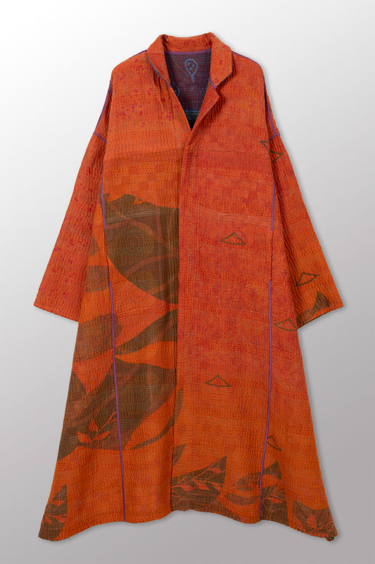 COTTON OVERDYE KANTHA OVERSIZED COAT - ov4326-corg001a -