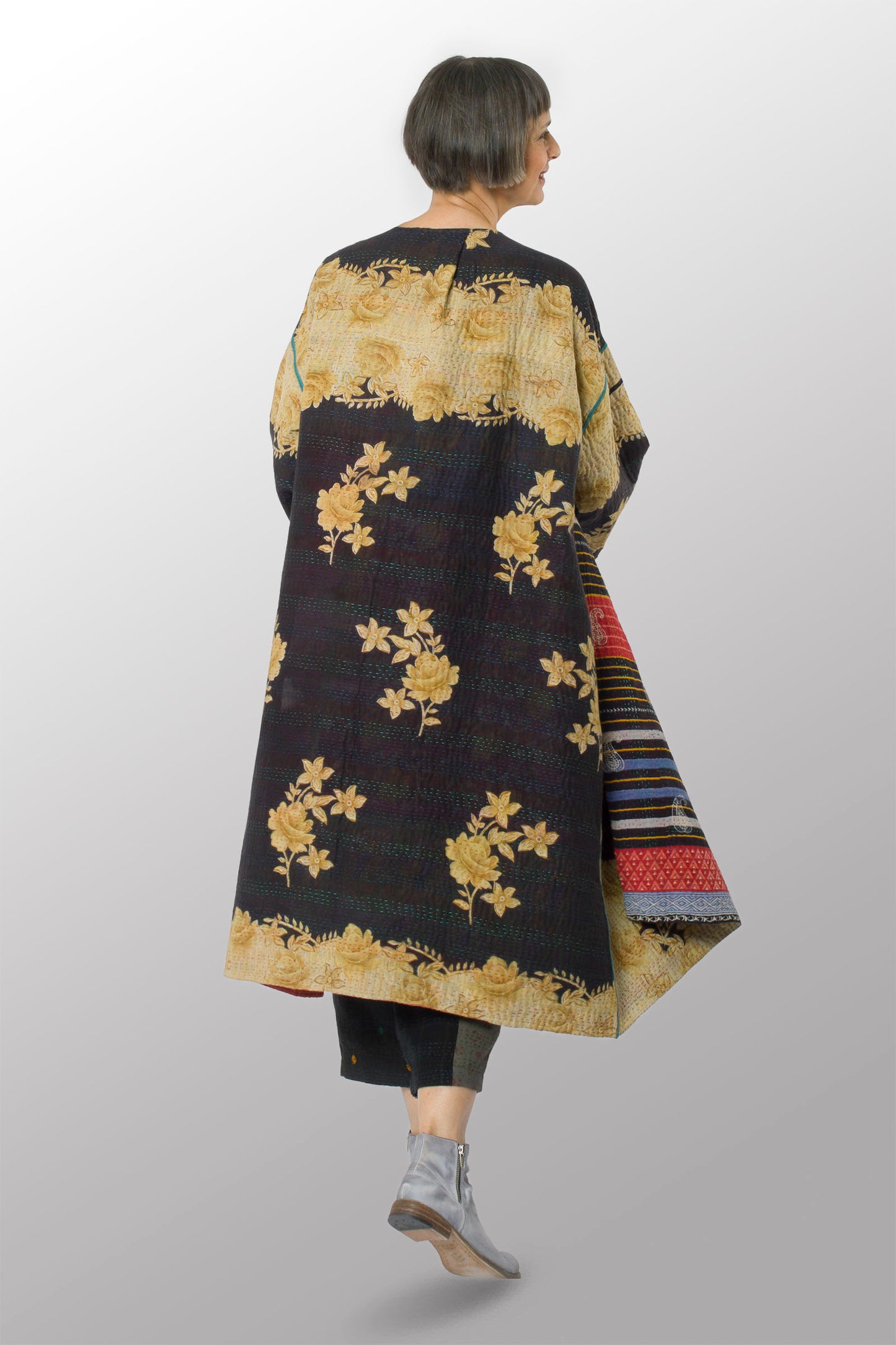 VINTAGE COTTON KANTHA LONG DUSTER - cv4328-0013a -