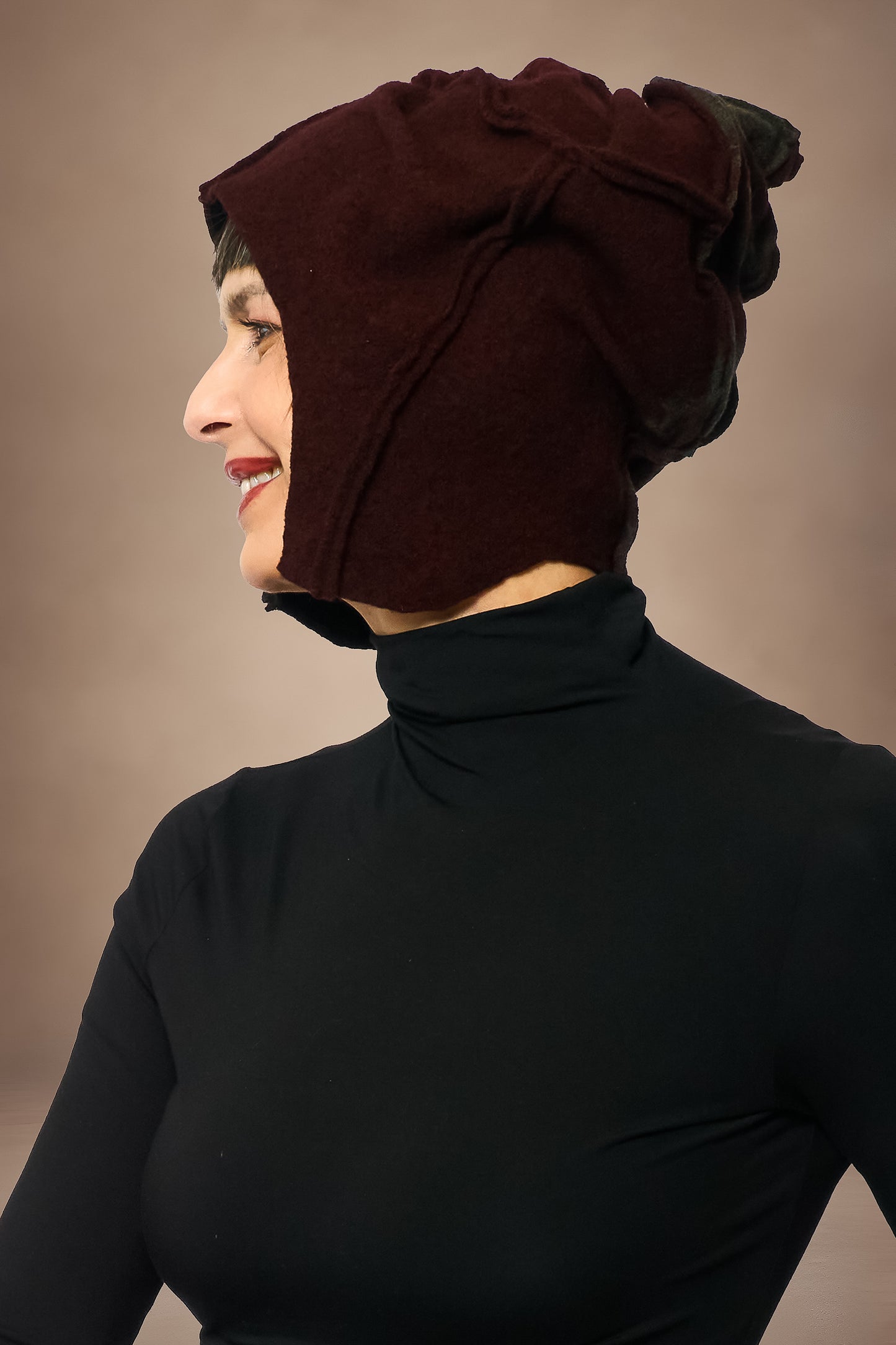 CIRCLE TIE DYE BOILED WOOL HELMET - tw1885-brn -