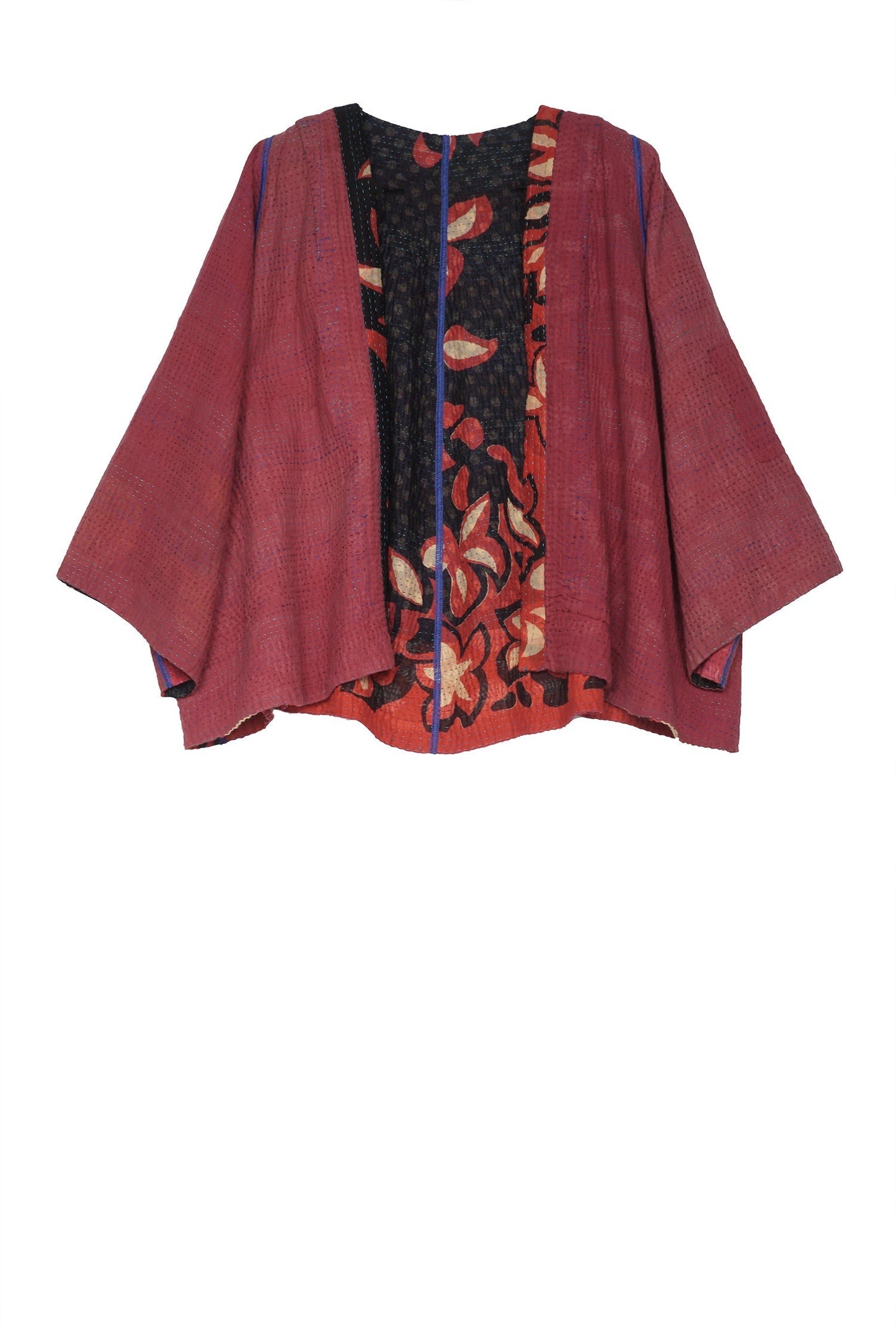 HOLIDAY FLOWER KANTHA BELL SHAPE JKT - hf4048-red -