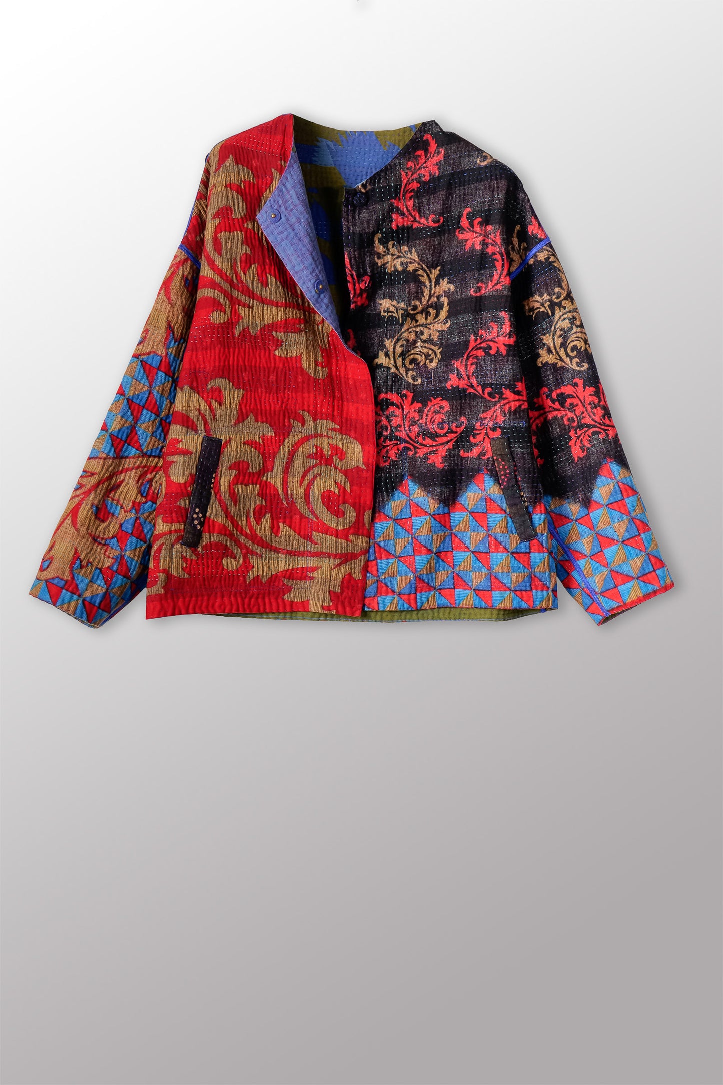 VINTAGE COTTON KANTHA CREW NECK SHORT JKT - cv4053-0068a -