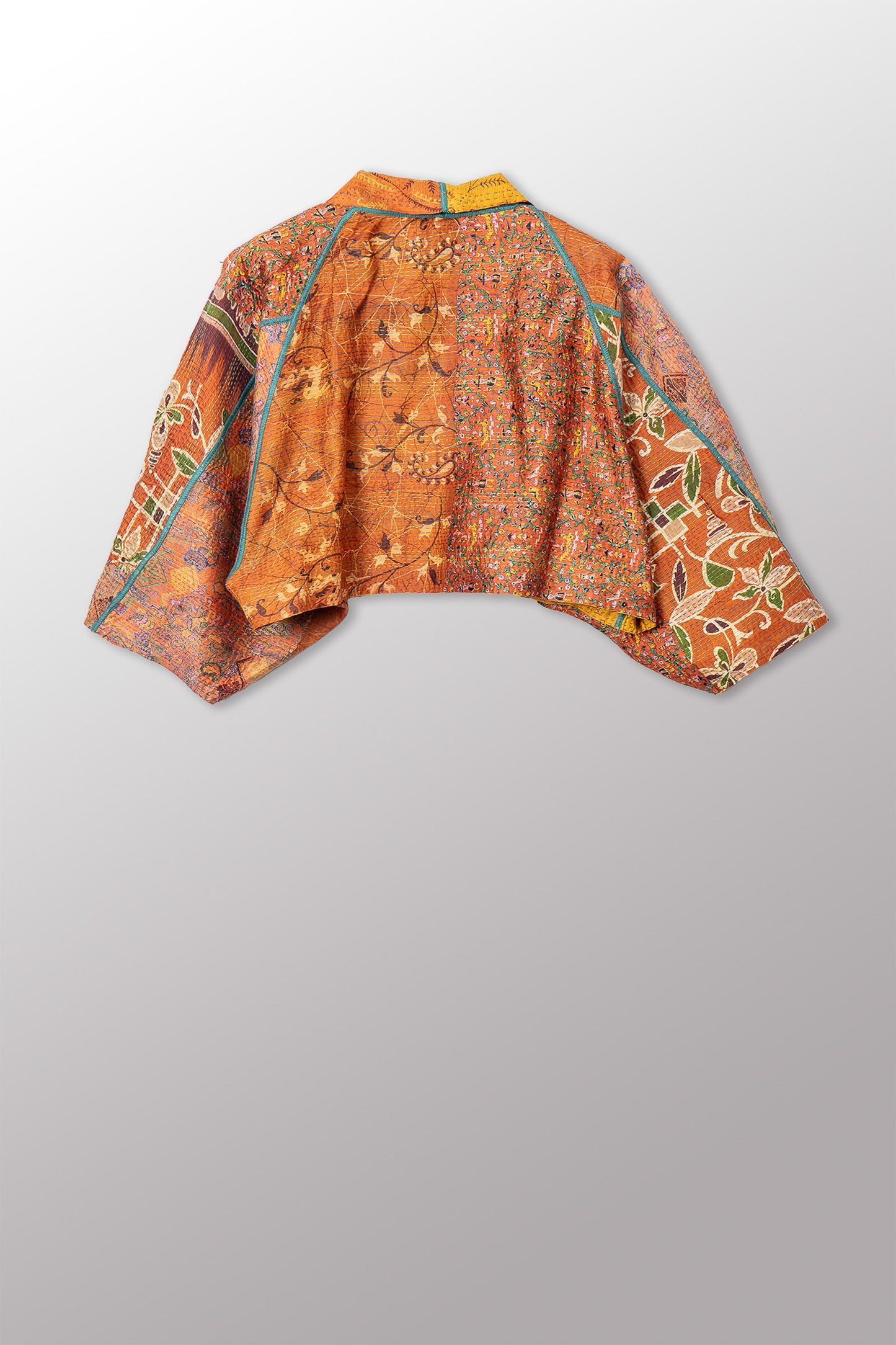 VINTAGE SILK KANTHA PUFF SLV. SHRUG - sv2062-0018a -