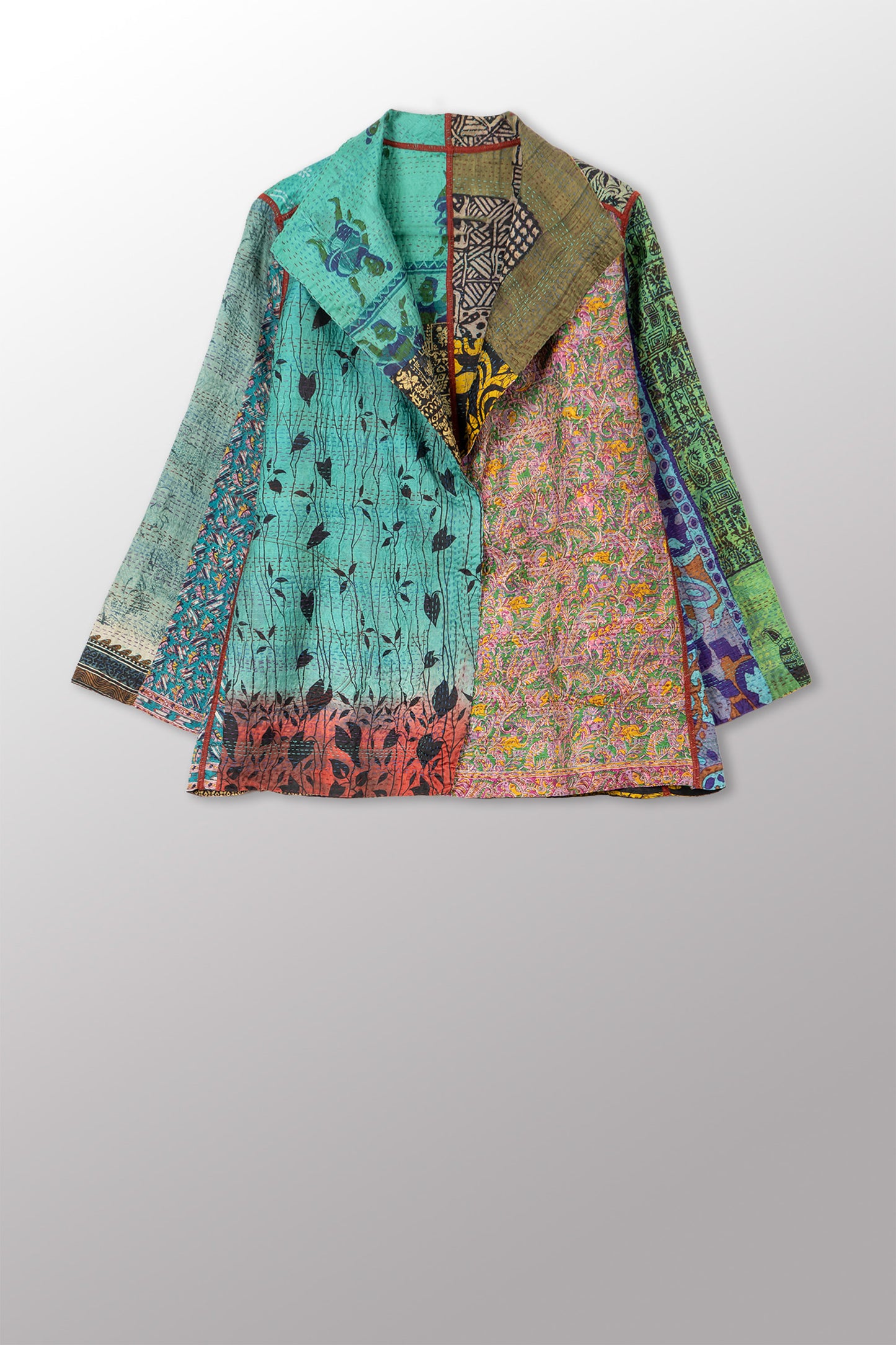 VINTAGE SILK KANTHA SHORT JKT - sv2007-0077l -