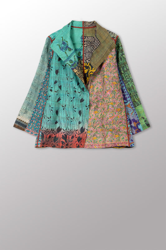 VINTAGE SILK KANTHA SHORT JKT - sv2007-0077l -