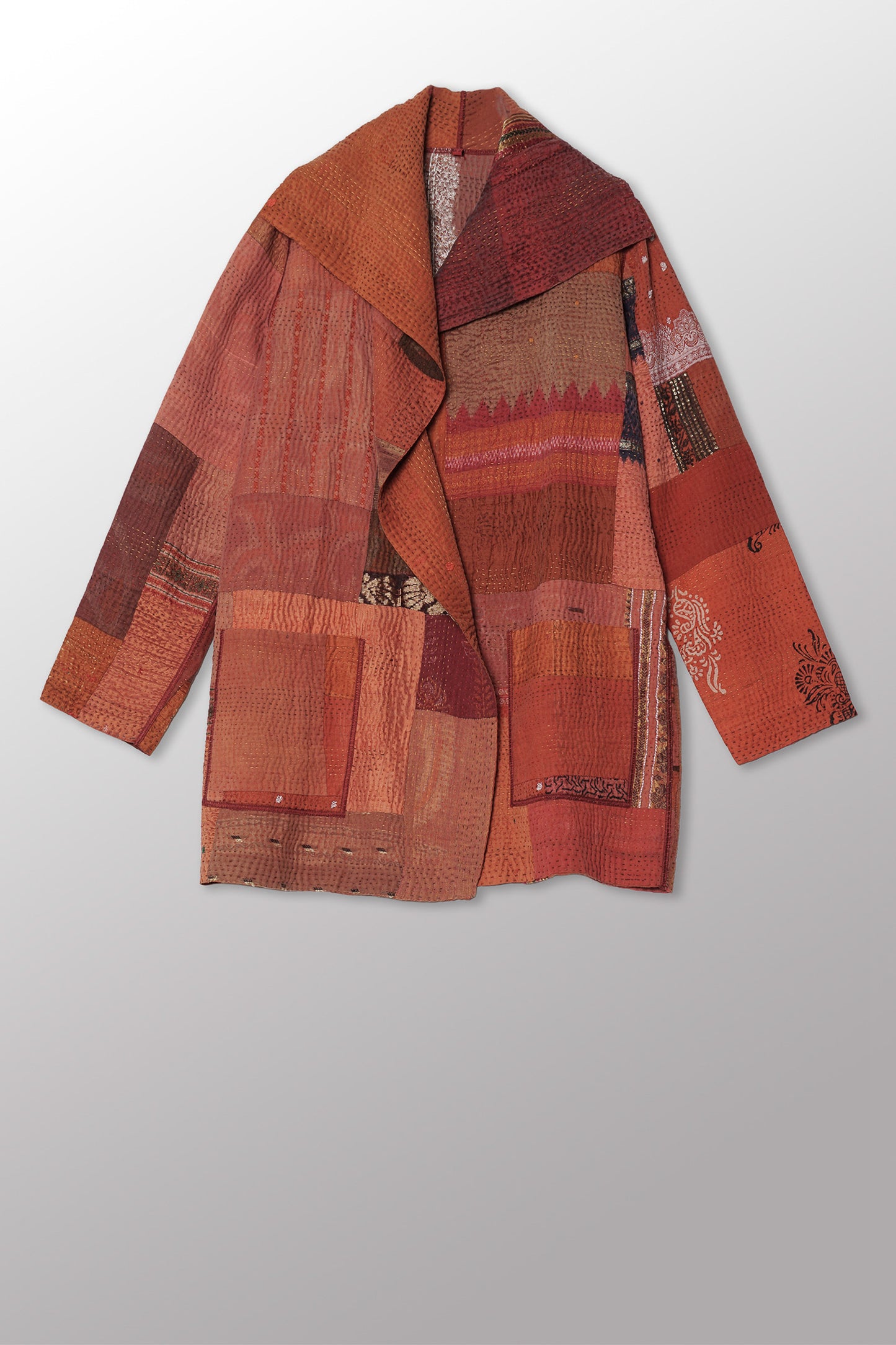 COTTON SILK SW PATCH KANTHA POCKET JKT - ws4002-org -