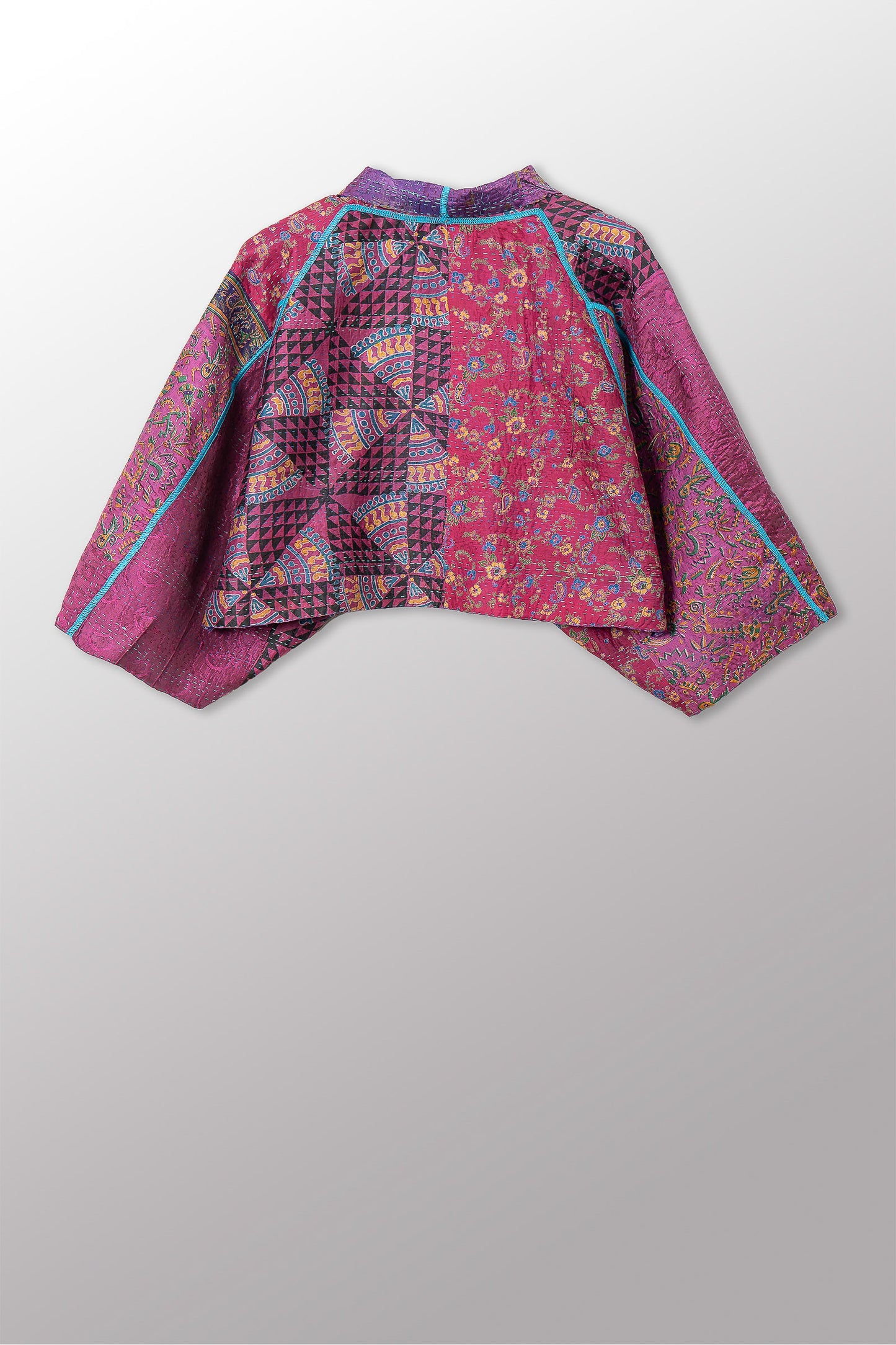VINTAGE SILK KANTHA PUFF SLV. SHRUG - sv2062-0027a -