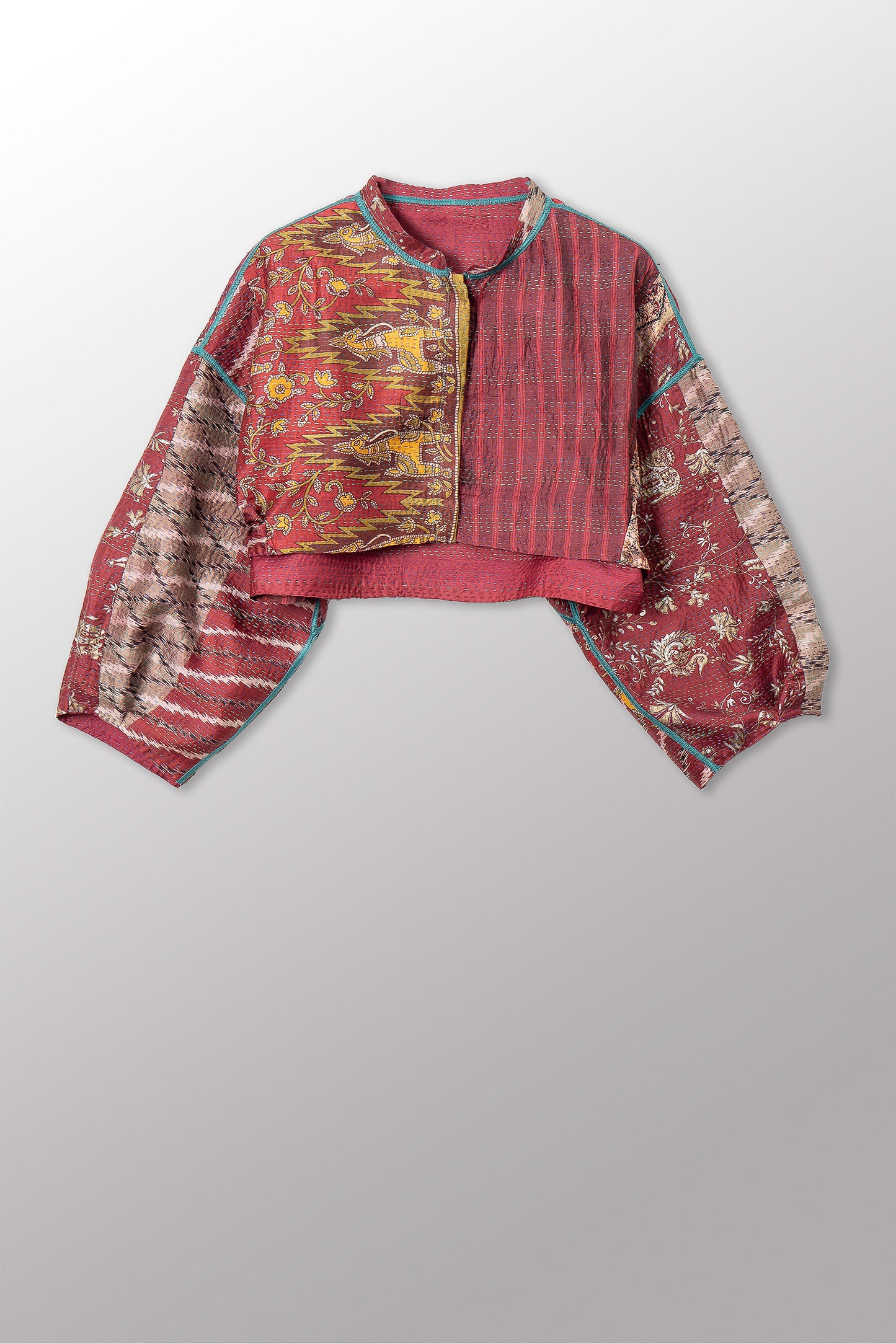 VINTAGE SILK KANTHA SLEEVE JACKET - sv2090-0002m -
