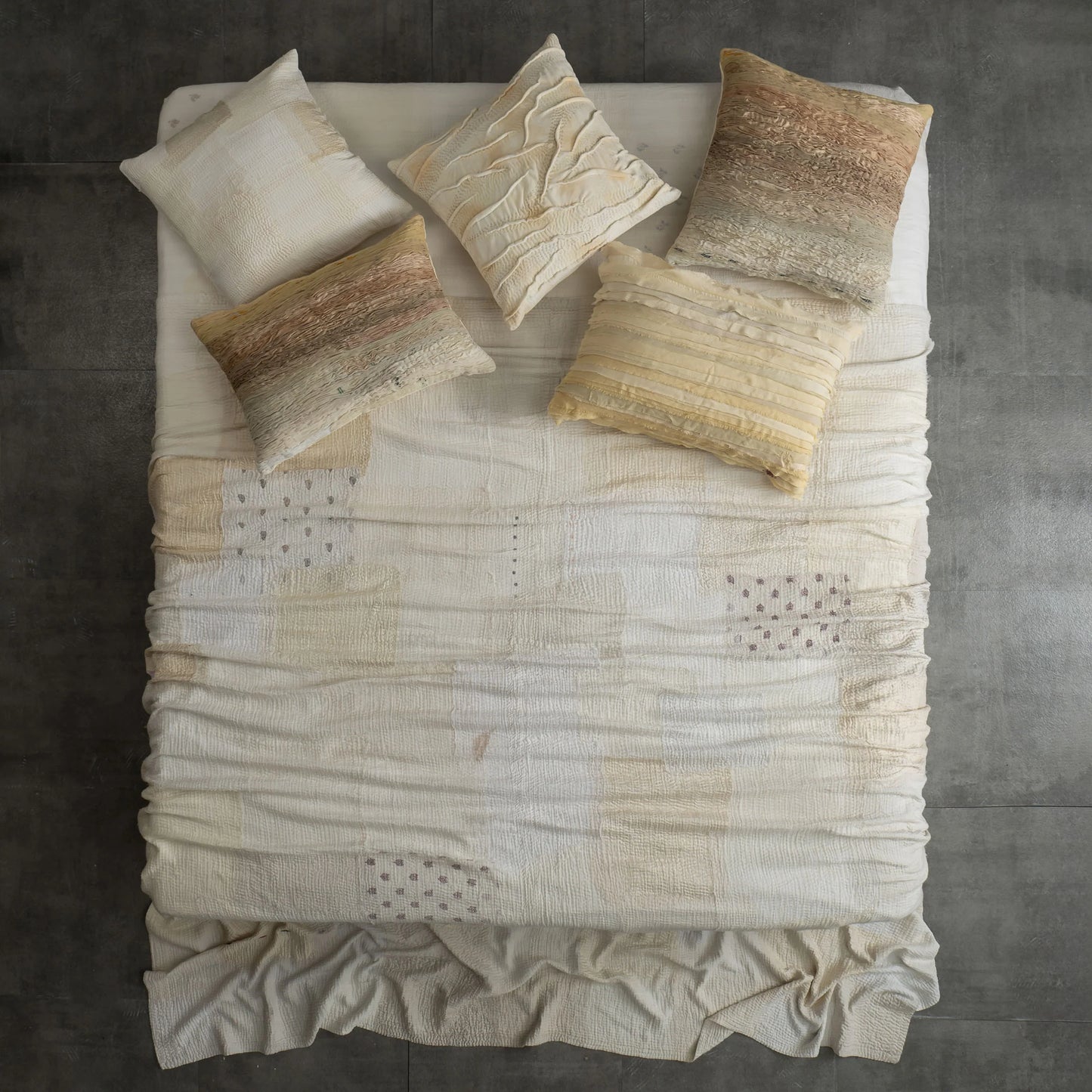 New Dawn Fray Patch Kantha Quilt King - 100" x  110"/254  cm x  279  cm