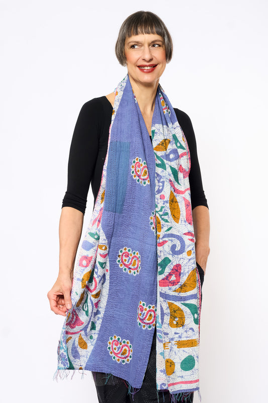 VINTAGE COTTON KANTHA SCARF STANDARD - cv2801-1006a -