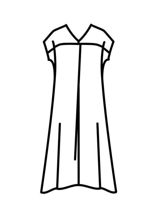 BROCADE PATCHED KANTHA V-NECK FRENCH SLV. DRESS - bp2467-prp -