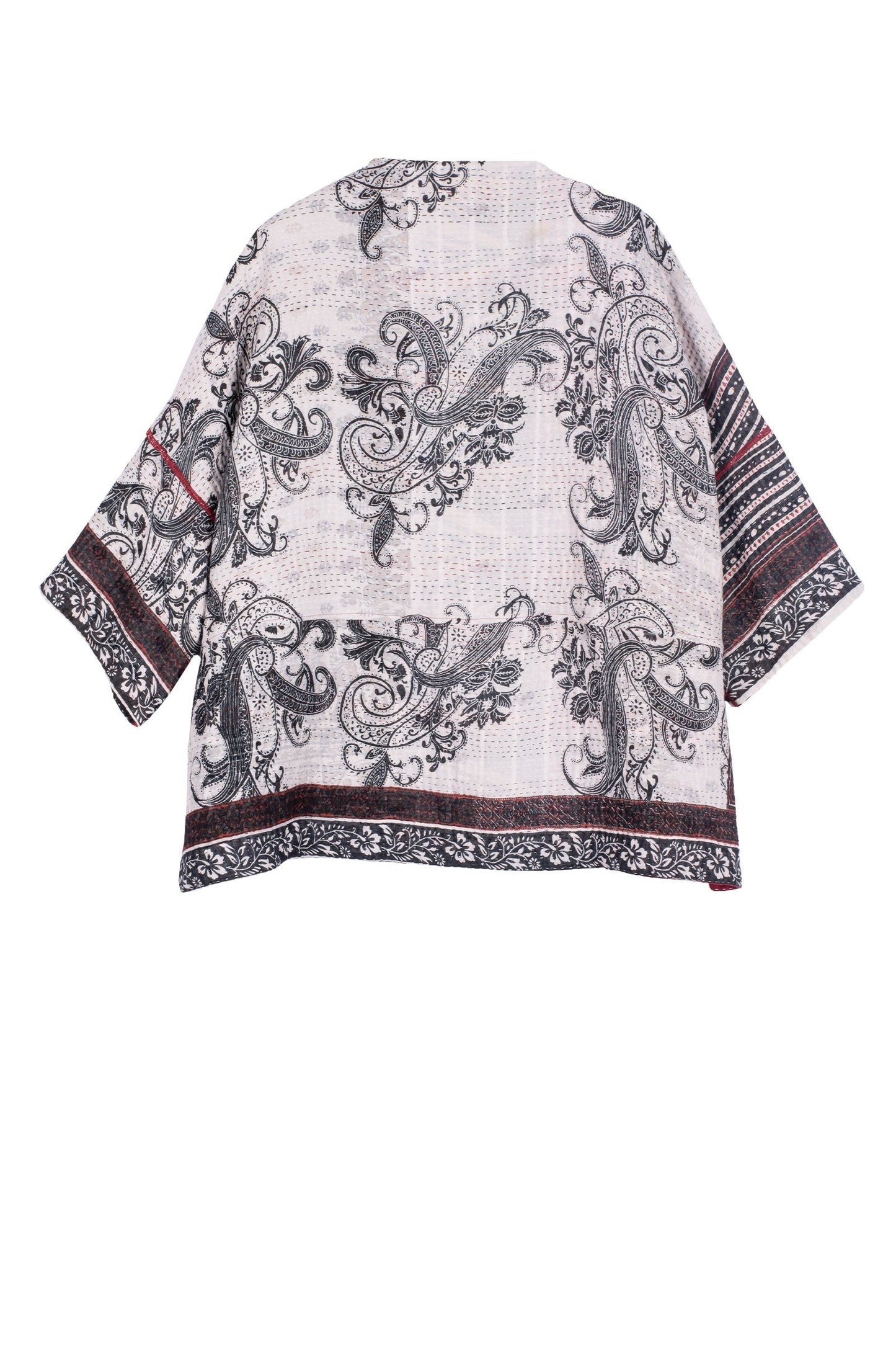 PAISLEY & PATCH KANTHA STRAIGHT NECK JKT - py4058-wht -