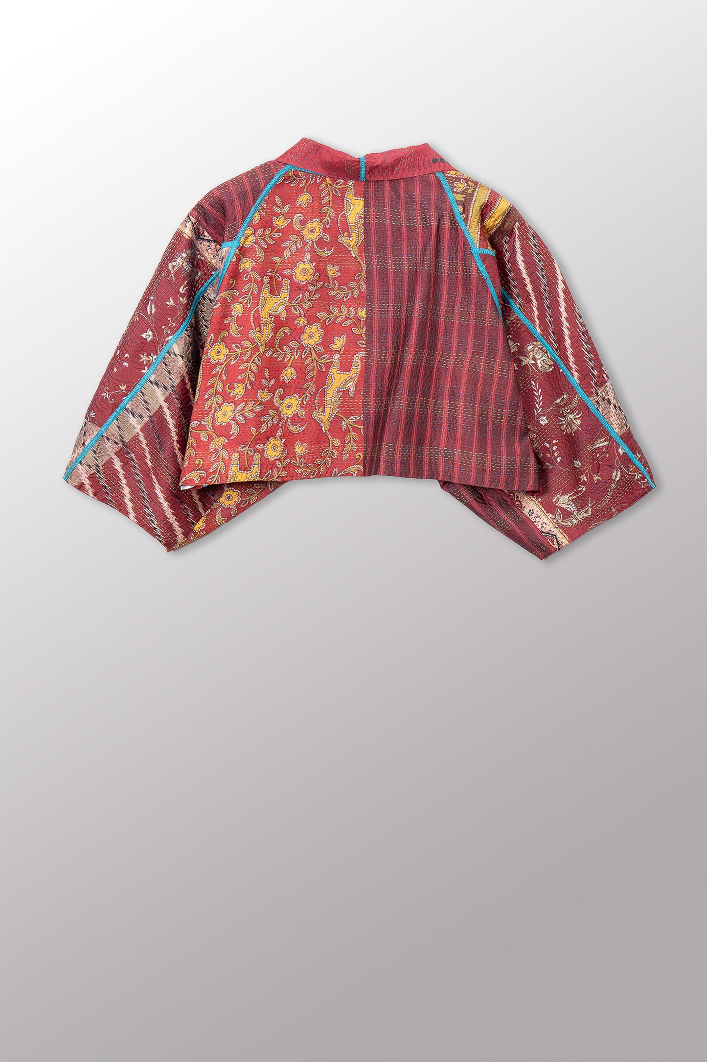 VINTAGE SILK KANTHA PUFF SLV. SHRUG - sv2062-0025a -