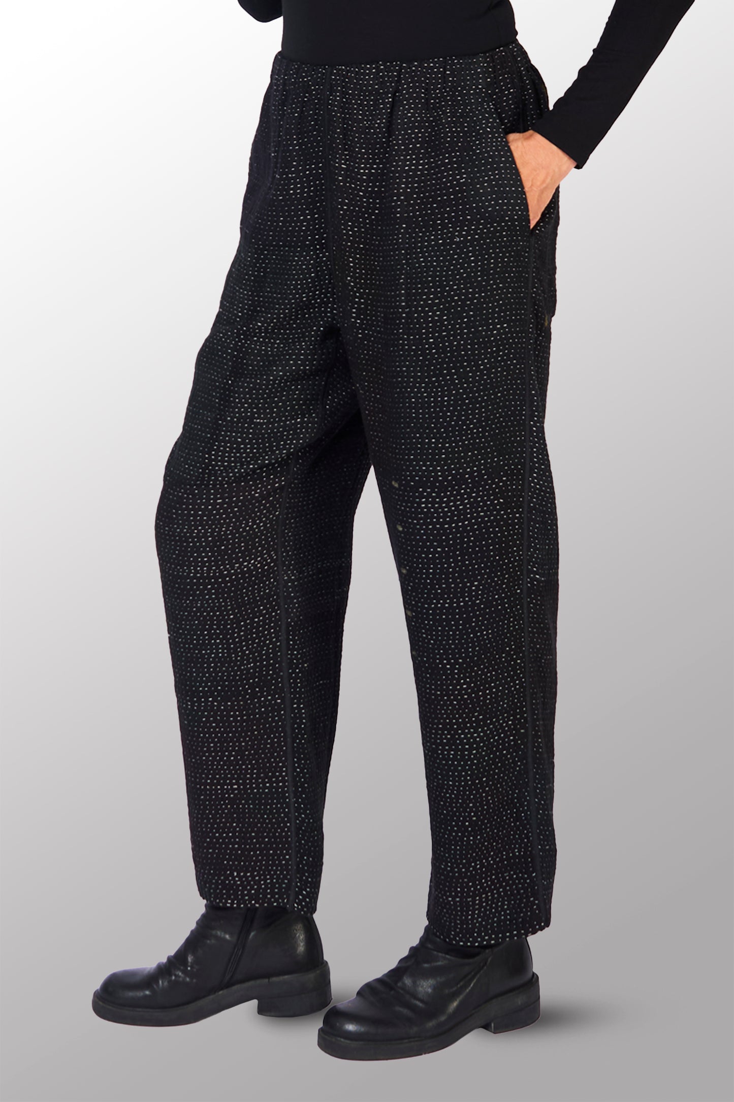 MUJI PATCH KANTHA STRAIGHT PANTS - mp4664-biy -