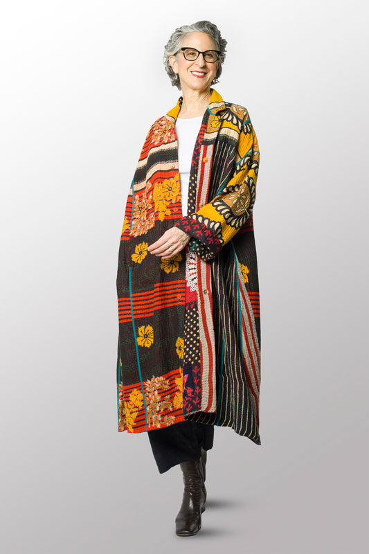 VINTAGE COTTON KANTHA NEW OVERSIZED COAT - cv4342-0004a -