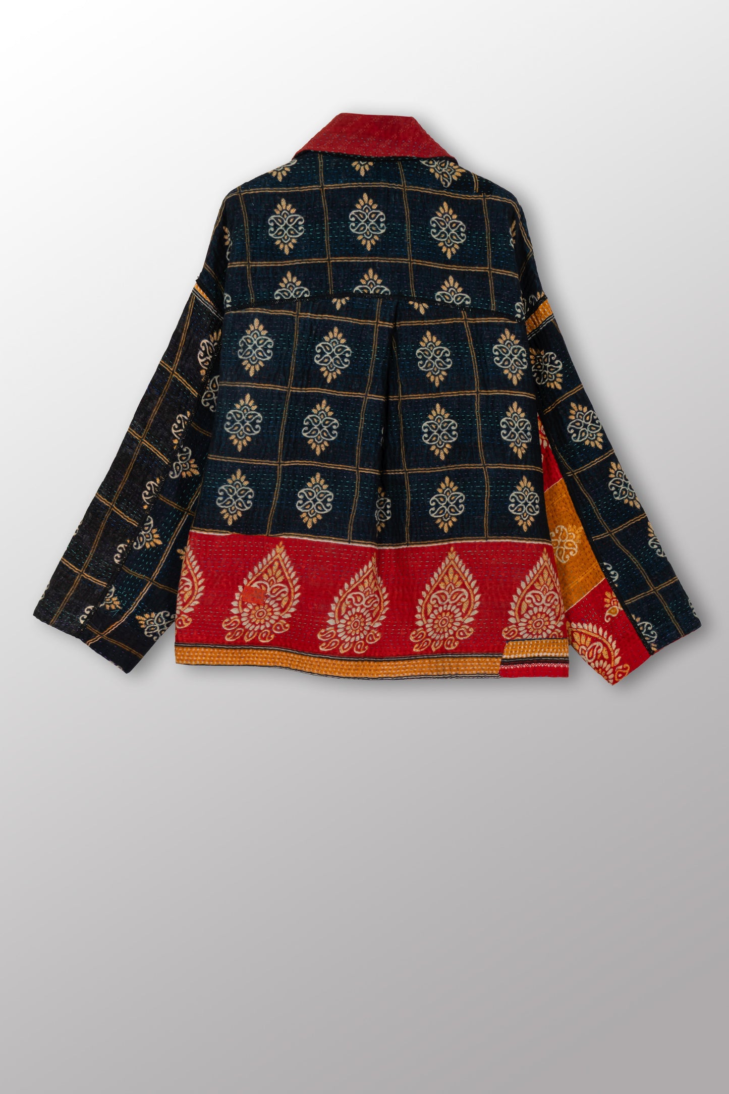 VINTAGE COTTON KANTHA CROPPED SHIRT JACKET - cv4075-0015a -