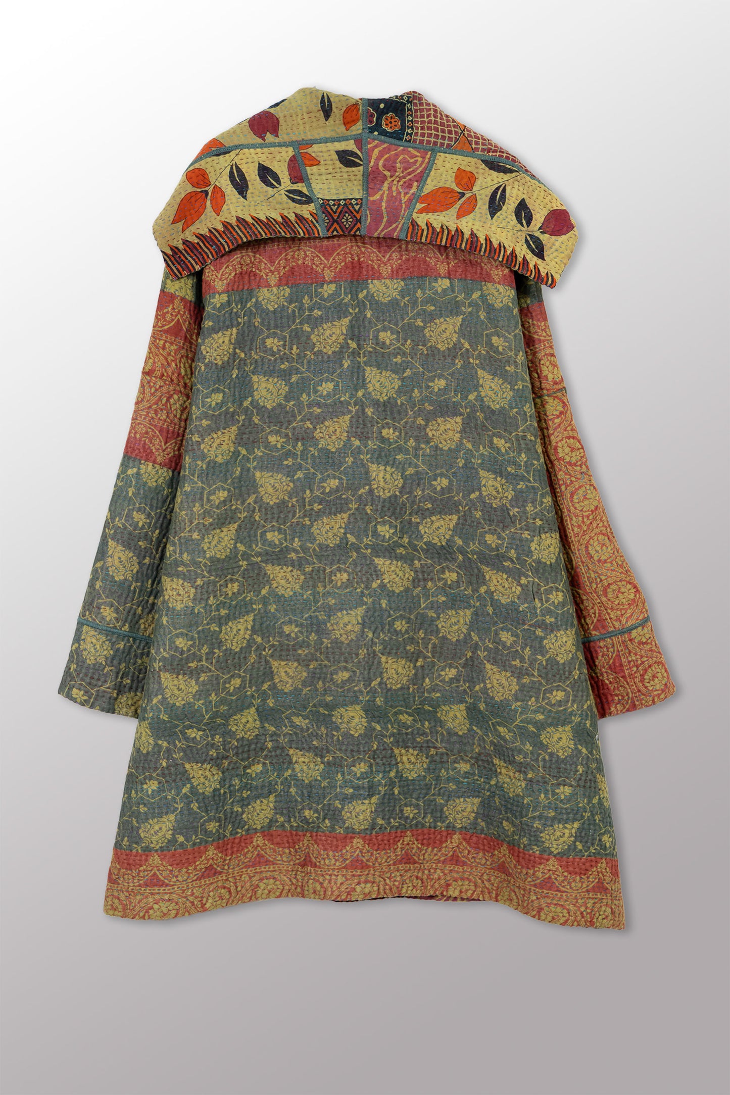 COTTON OVERDYE KANTHA POCKET MEDIUM COAT - ov4316-cgrn001m -