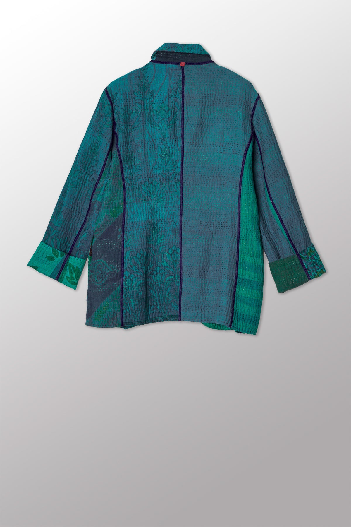 COTTON SILK SW PATCH KANTHA BASIC JACKET - ws4052-tel -