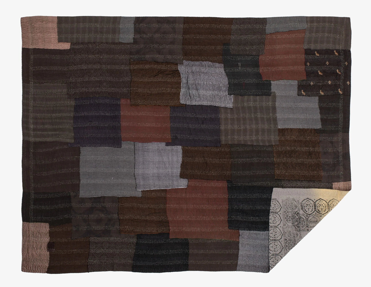 Ombre With Fray Patch Handmade Vintage Kantha Throw - Yellow Stone