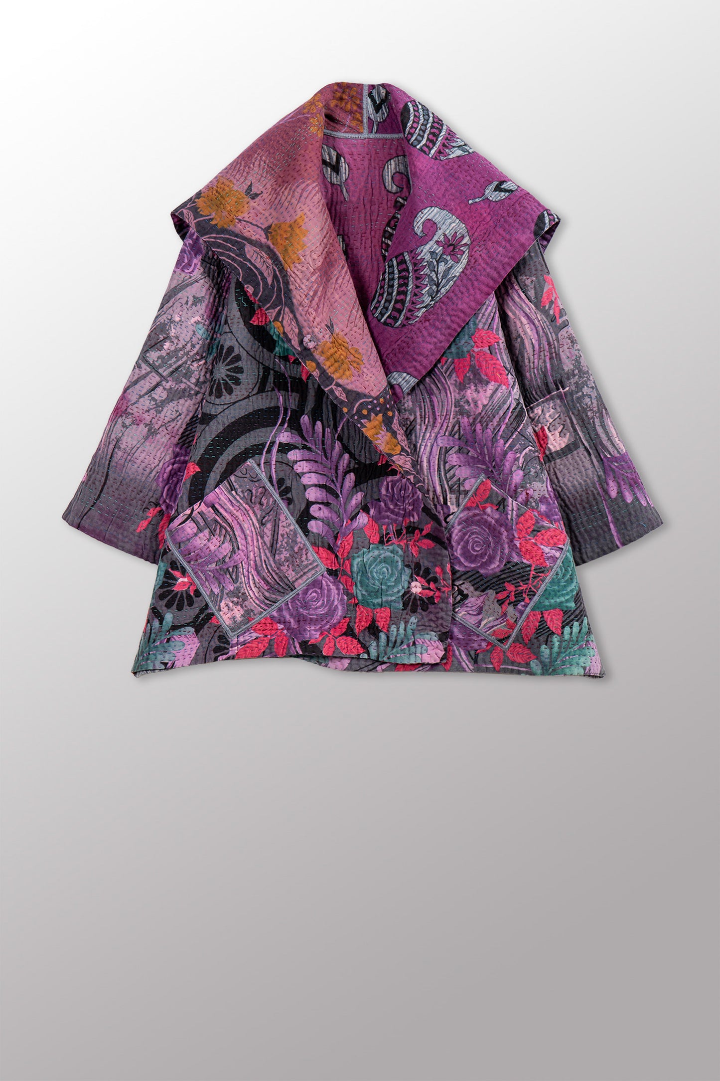 VINTAGE COTTON KANTHA FLARE JKT - cv4010-0168a -