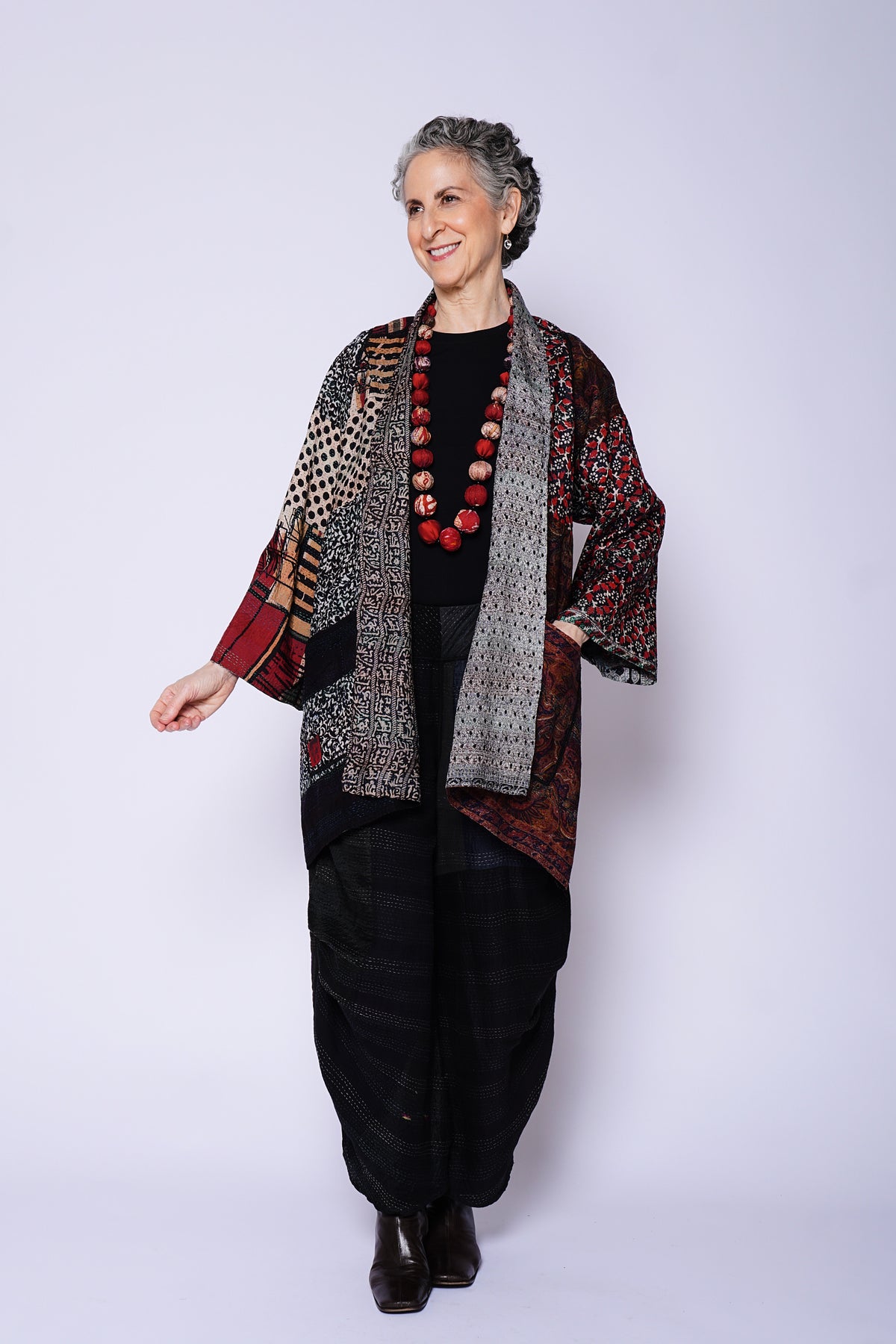 VINTAGE SILK KANTHA A-LINE JKT - sv2003-0410a -