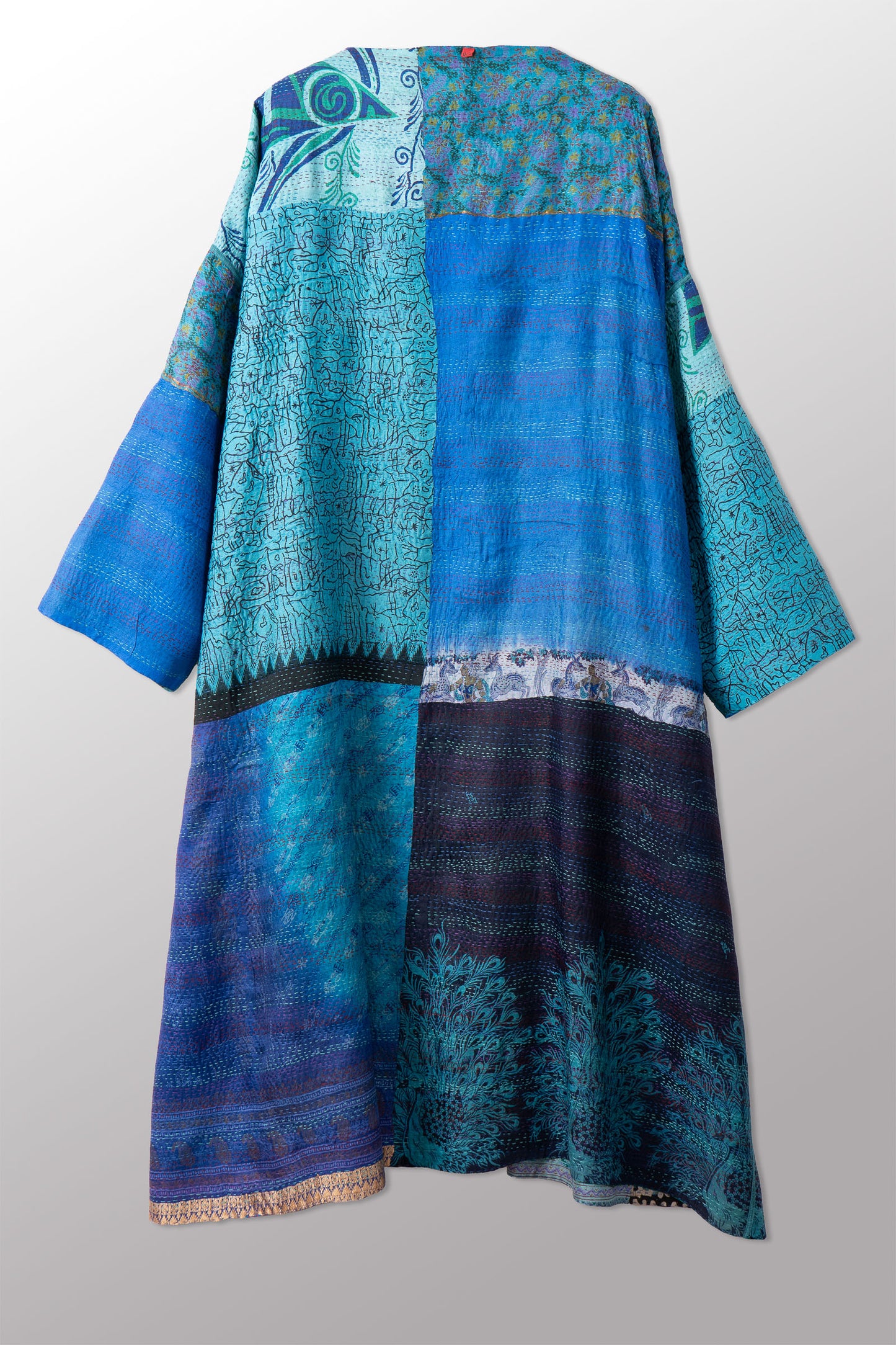 VINTAGE SILK KANTHA LONG DUSTER - sv2328-0011a -