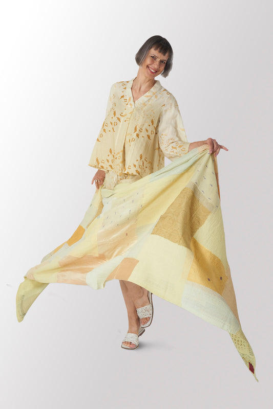 POWDER PATCH KANTHA SHAWL LARGE - pd2803-ylw -