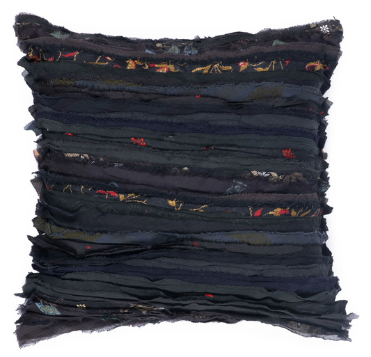 Wavy Stripe Patch Pillow Sham -Black -