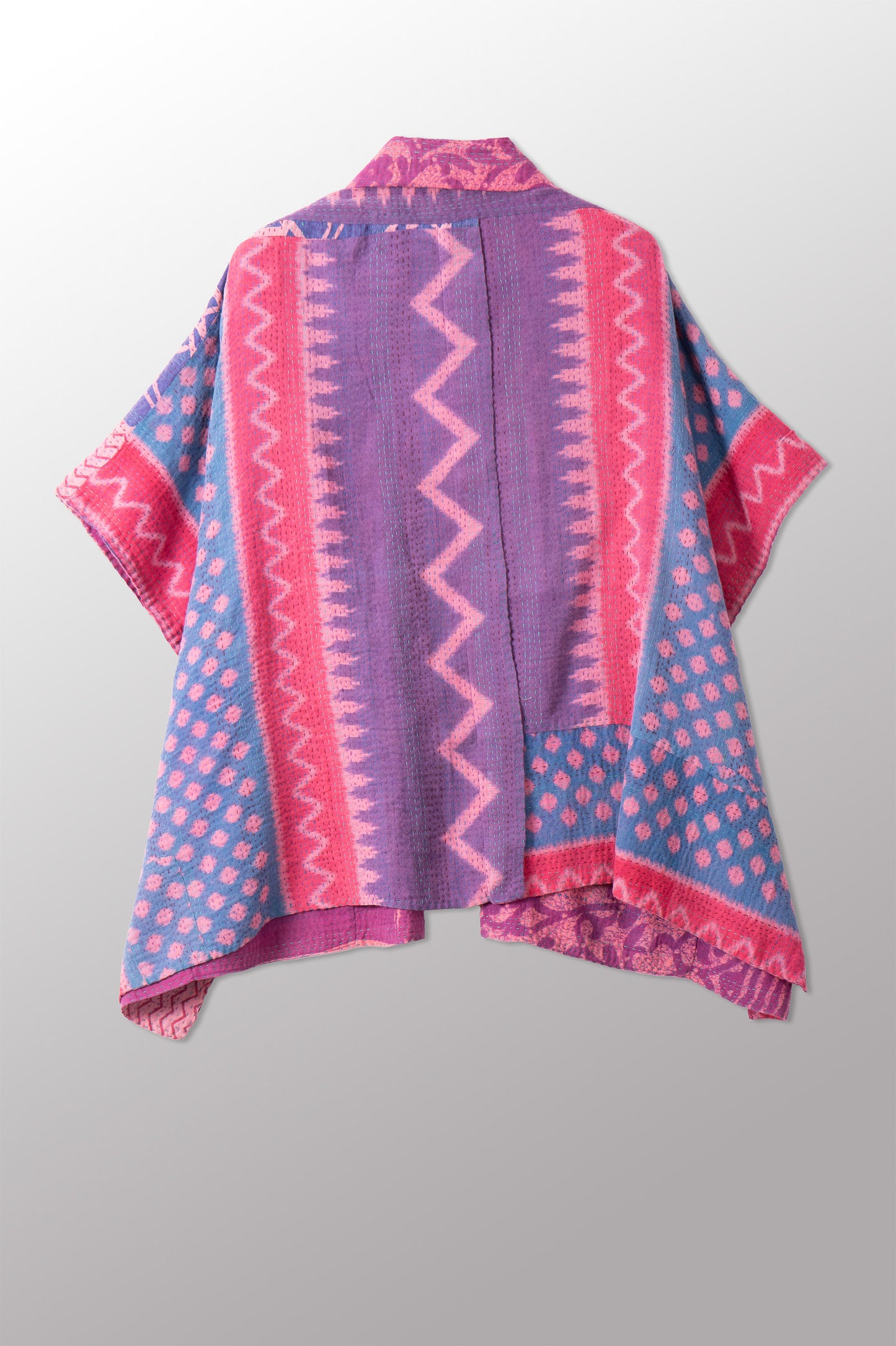 VINTAGE COTTON KANTHA PONCHO TOP - cv2568-0001a -