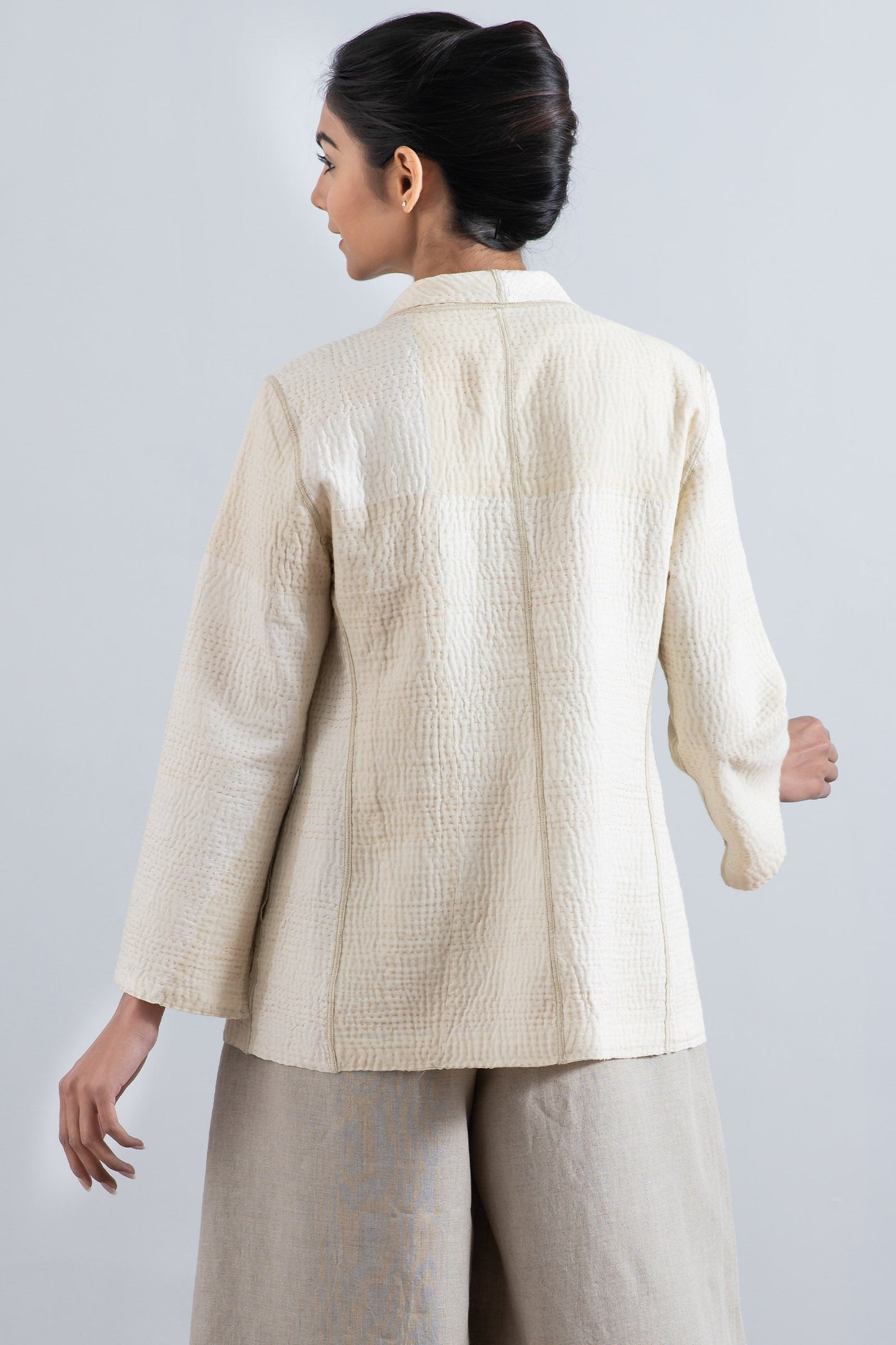 JAIPUR WHITE KANTHA SHORT JKT - jw4007-ivy -