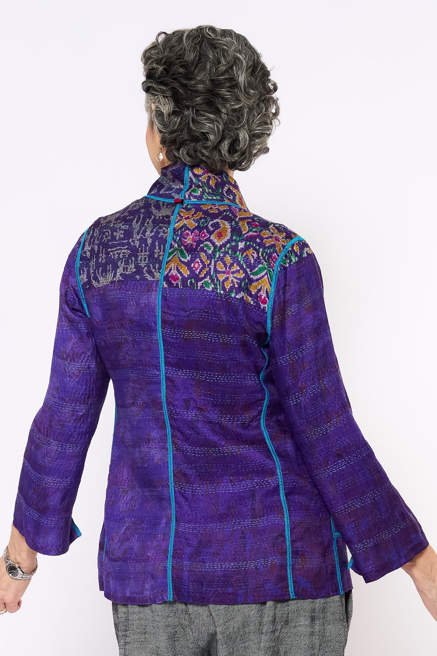 VINTAGE SILK KANTHA SHORT JKT - sv2007-0050s -