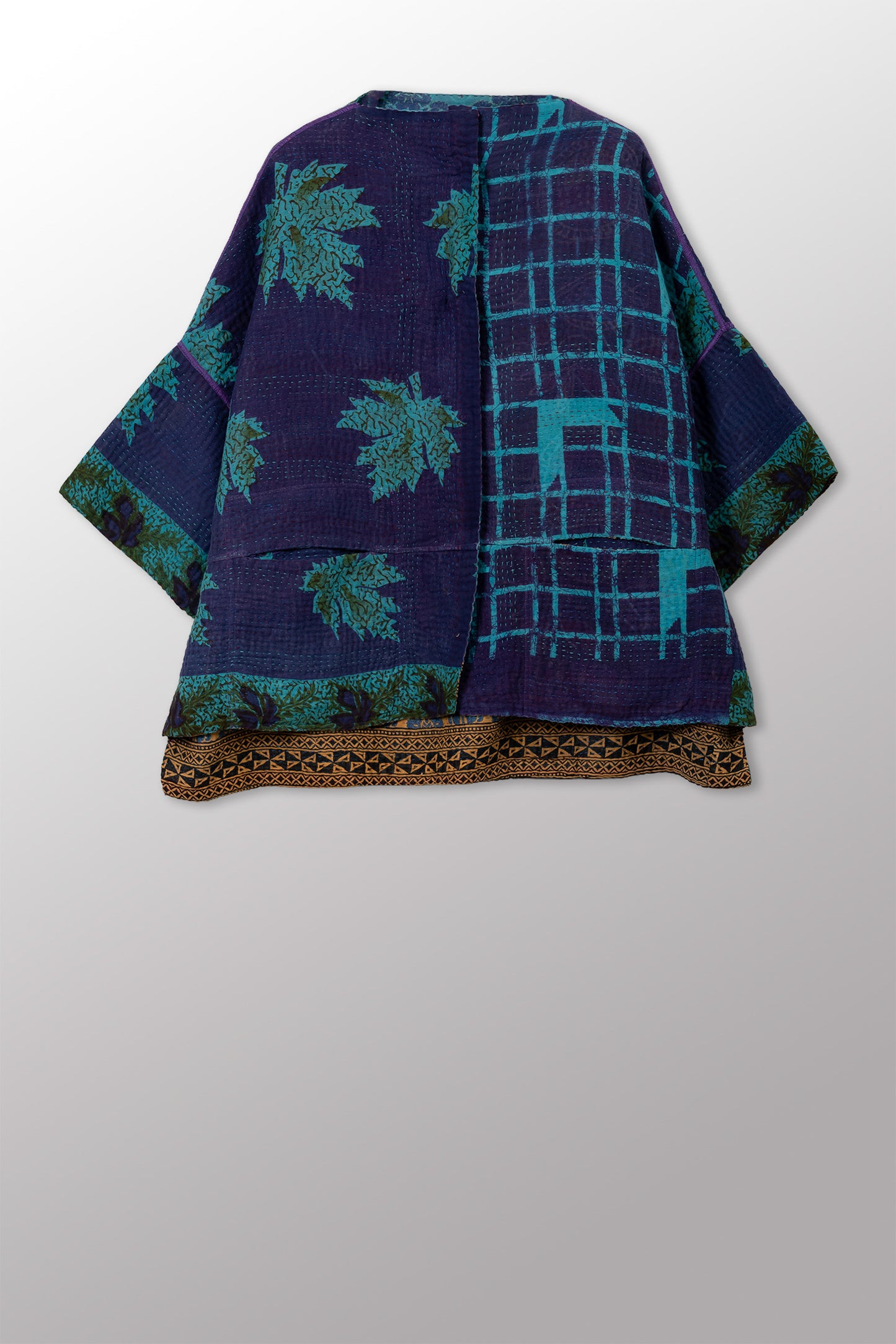 VINTAGE COTTON KANTHA STRAIGHT NECK JKT - cv4058-0017a -