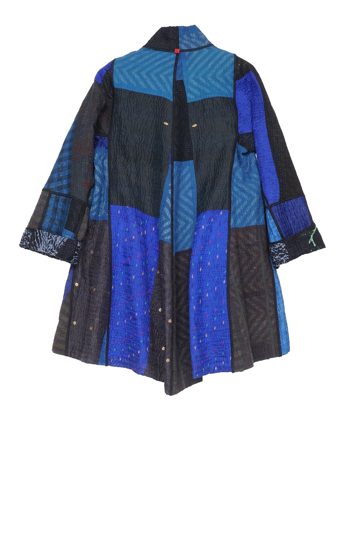 NIGHT FLOWERS KANTHA FLARE LONG JKT - nl4021-blu -