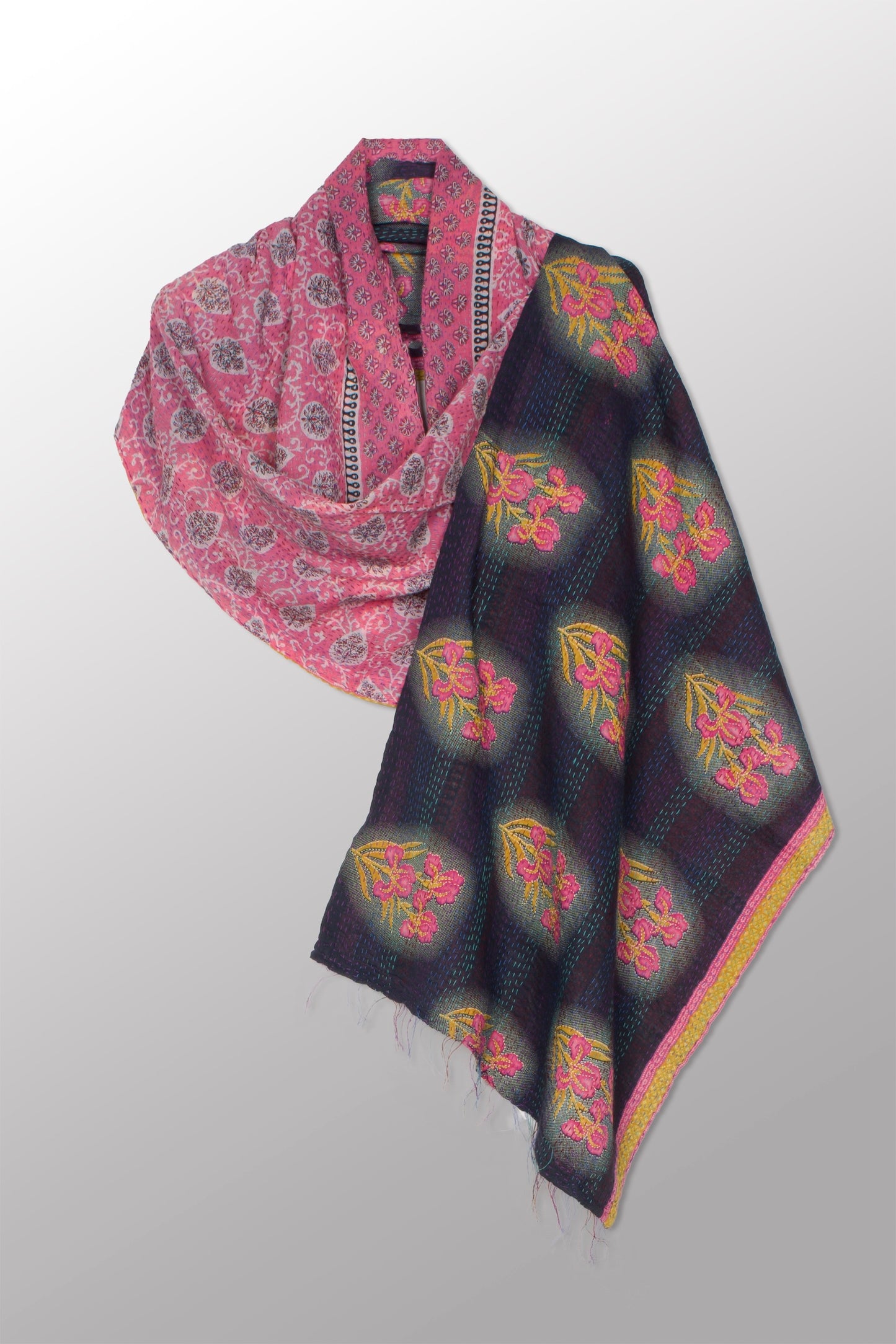 VINTAGE COTTON KANTHA SCARF STANDARD - cv2801-0005a -