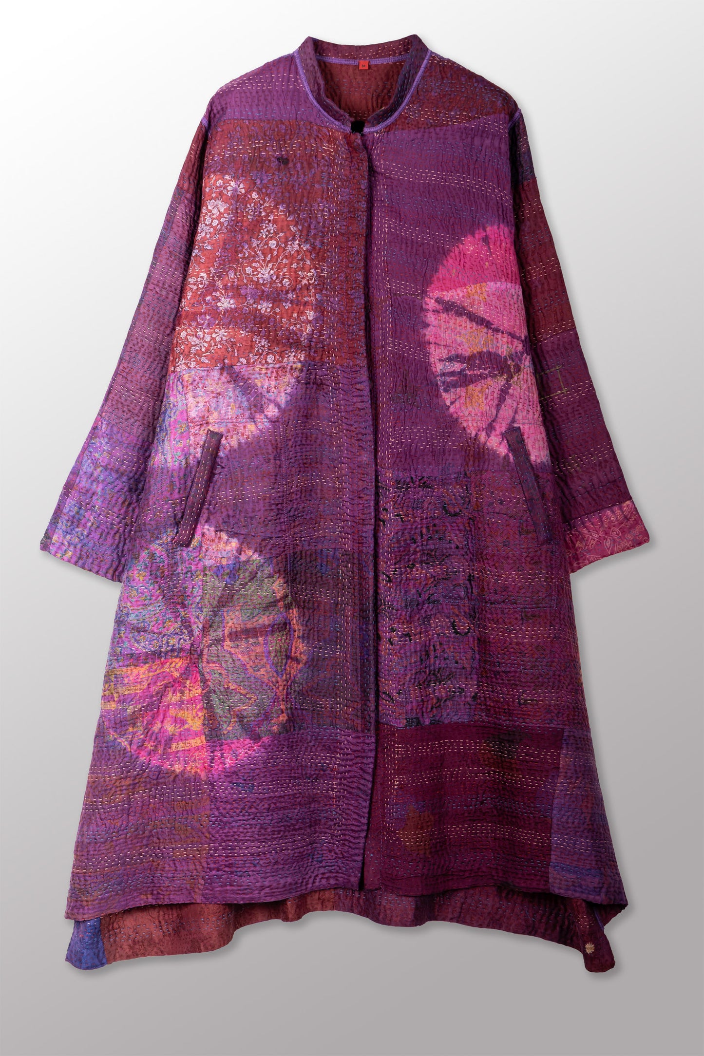 TIE DYE CIRCLE SHIBORI KANTHA KAFTAN COAT - td4343-prp -