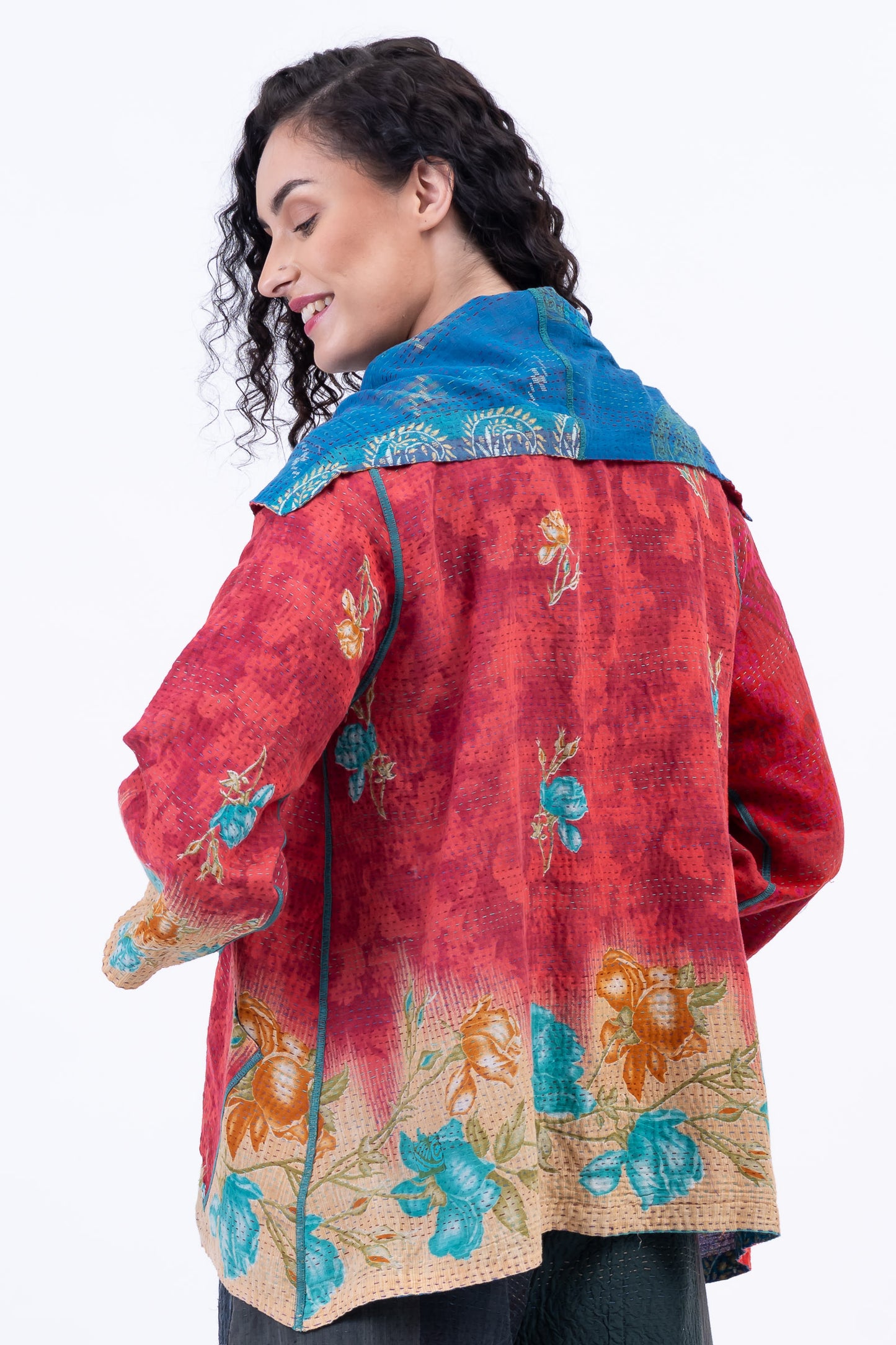 VINTAGE COTTON KANTHA FLARE JKT - cv2010-0069a -