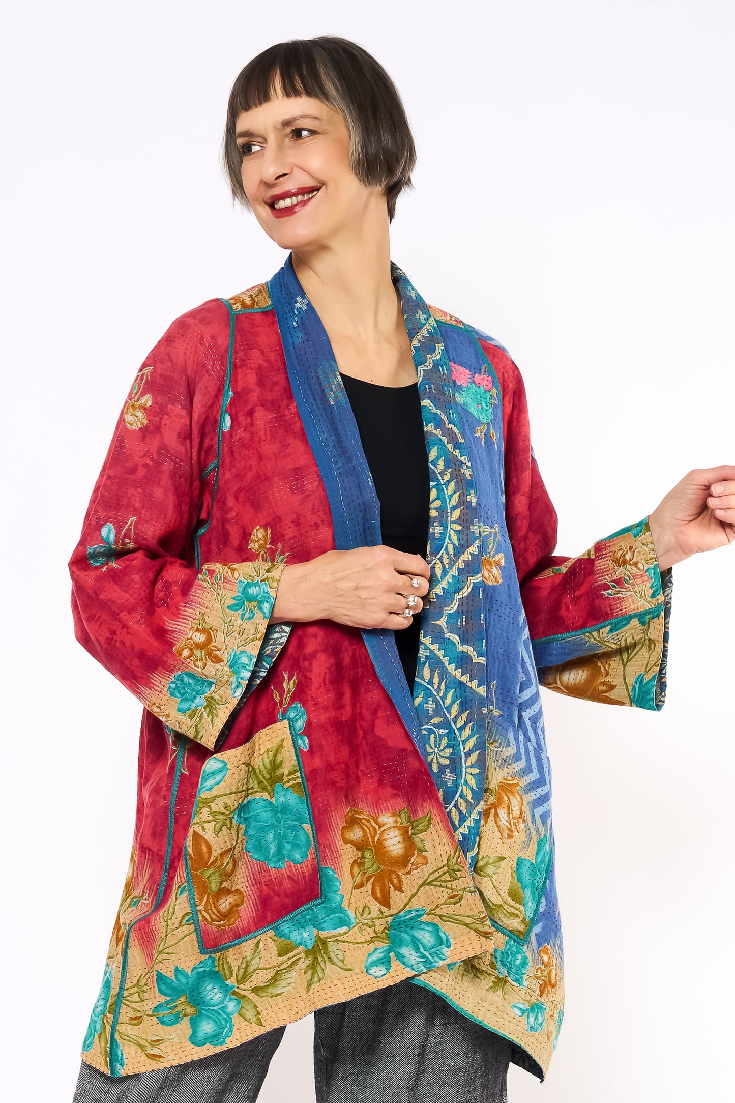 VINTAGE COTTON KANTHA A-LINE JKT - cv2003-0172a -
