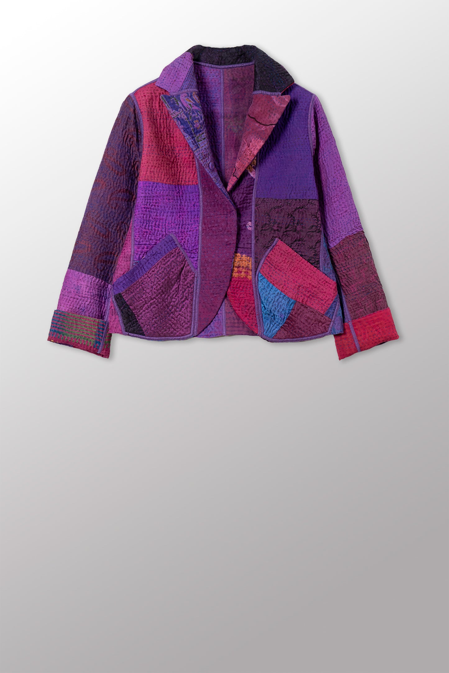 JACQUARD SILK KANTHA CROPPED BASIC JACKET - js4096-cprp001s -