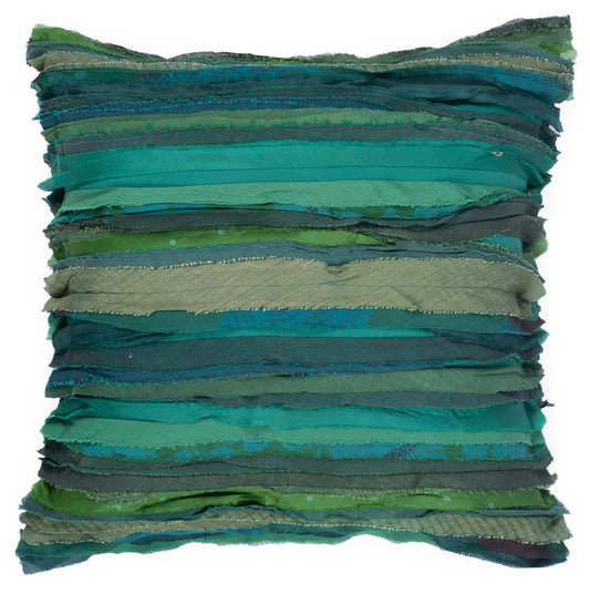Wavy Stripe Patch Pillow Sham -Green -