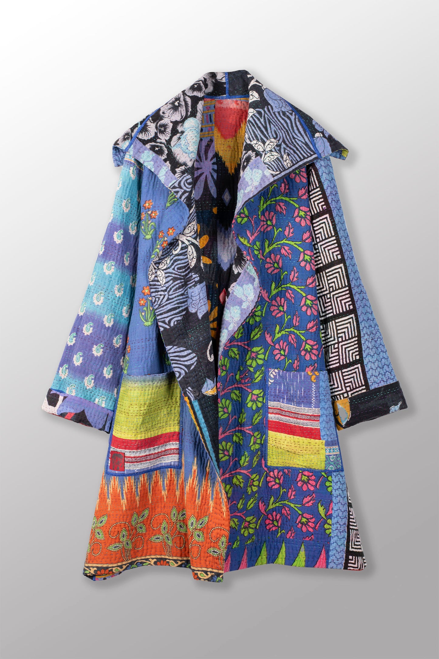 PUZZLE KANTHA POCKET MEDIUM COAT - pz4316-blu -