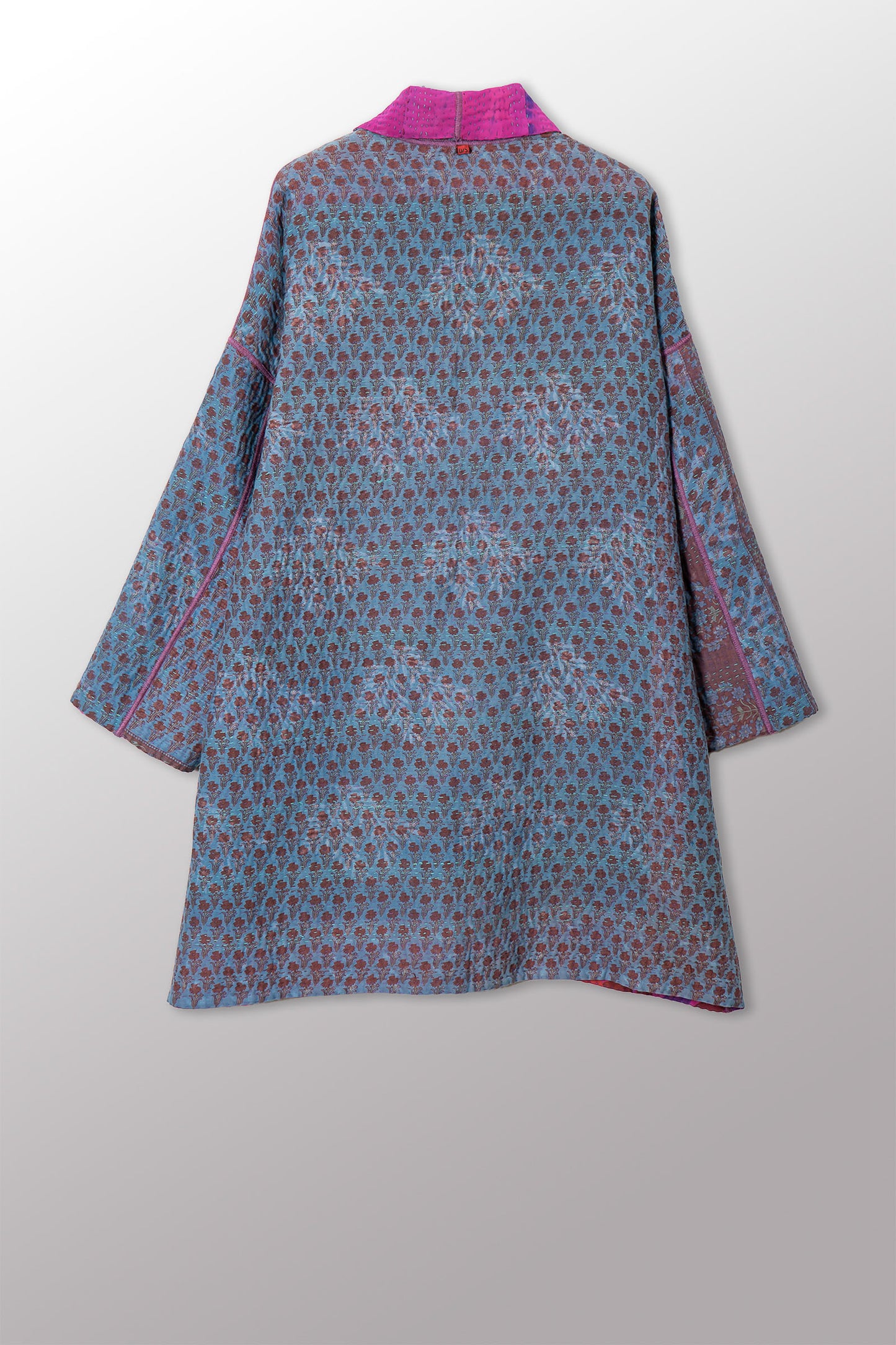 VINTAGE SILK GEORGETTE COTTON KANTHA HAORI JACKET - gc4068-0005a -