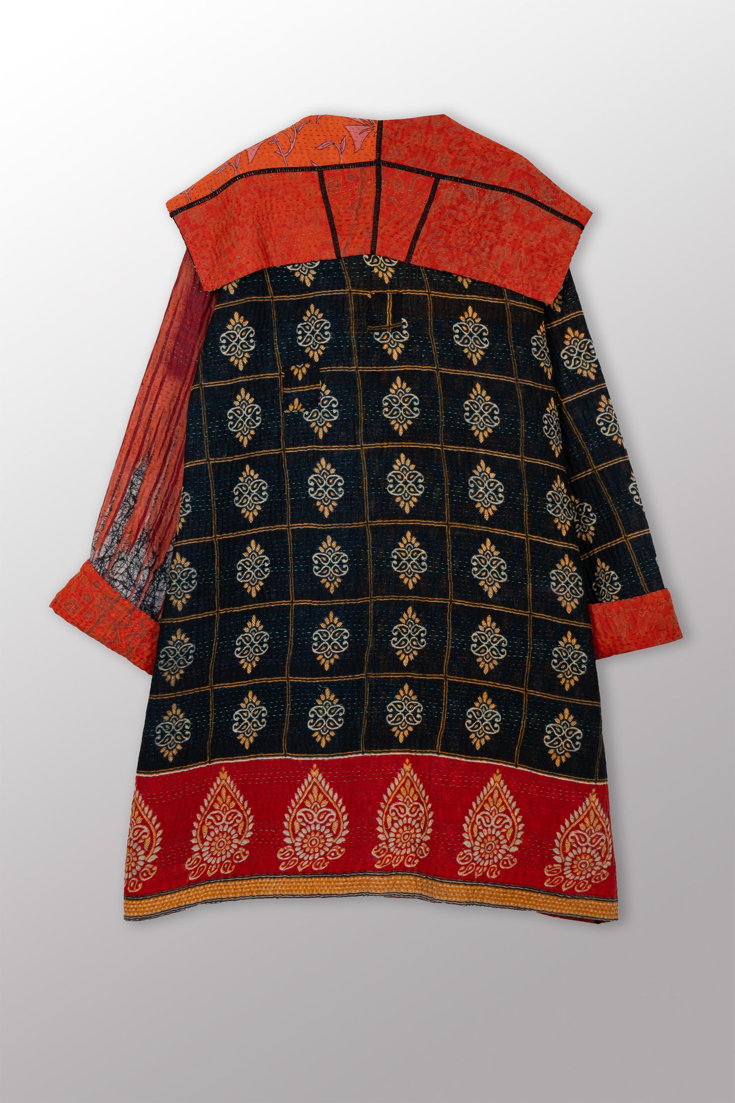 VINTAGE COTTON KANTHA POCKET MEDIUM COAT - cv4316-0045m -