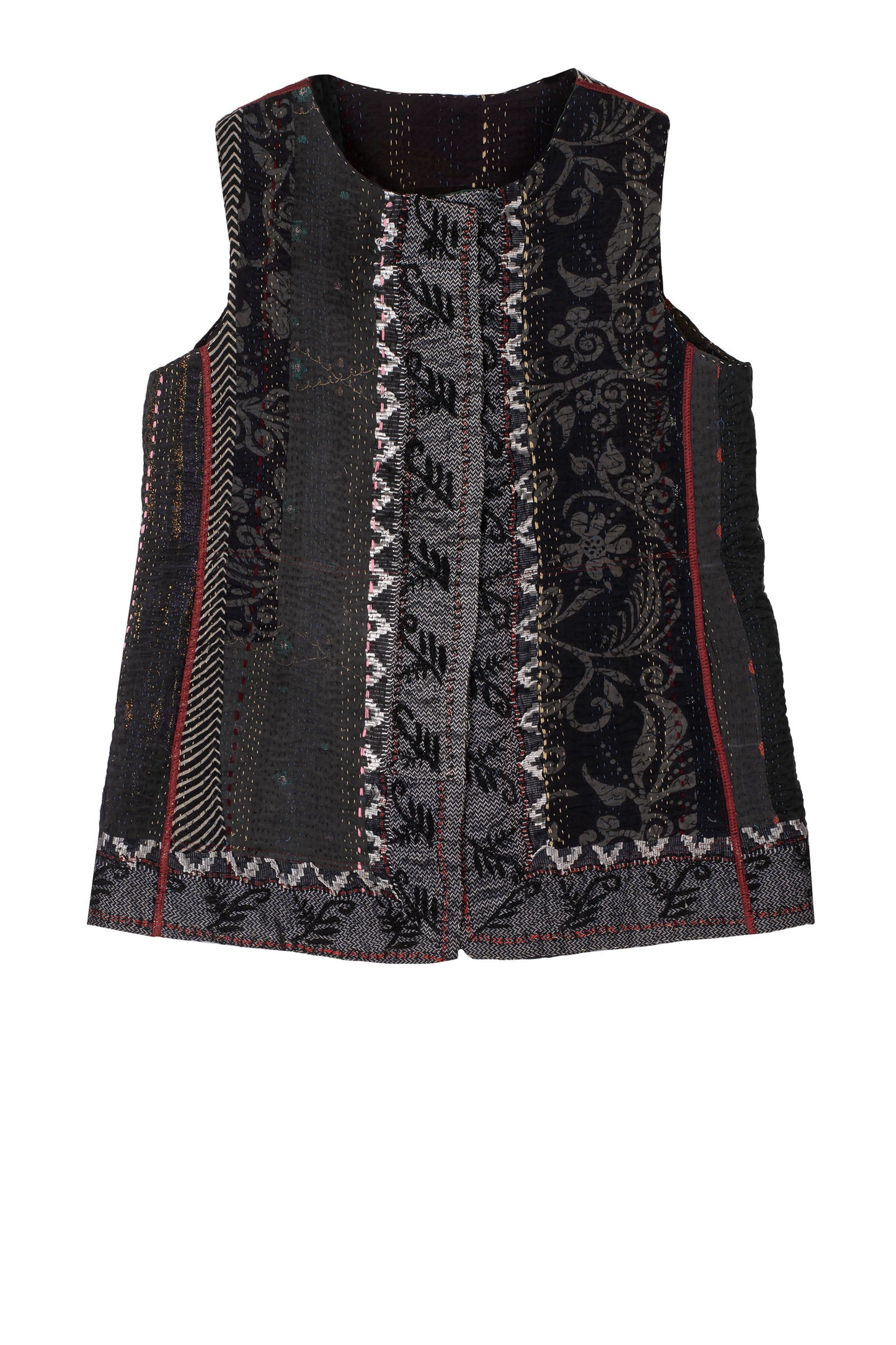 STRIPE RALLIS KANTHA NEW CREW NECK MEDIUM VEST - pr4243-blk -