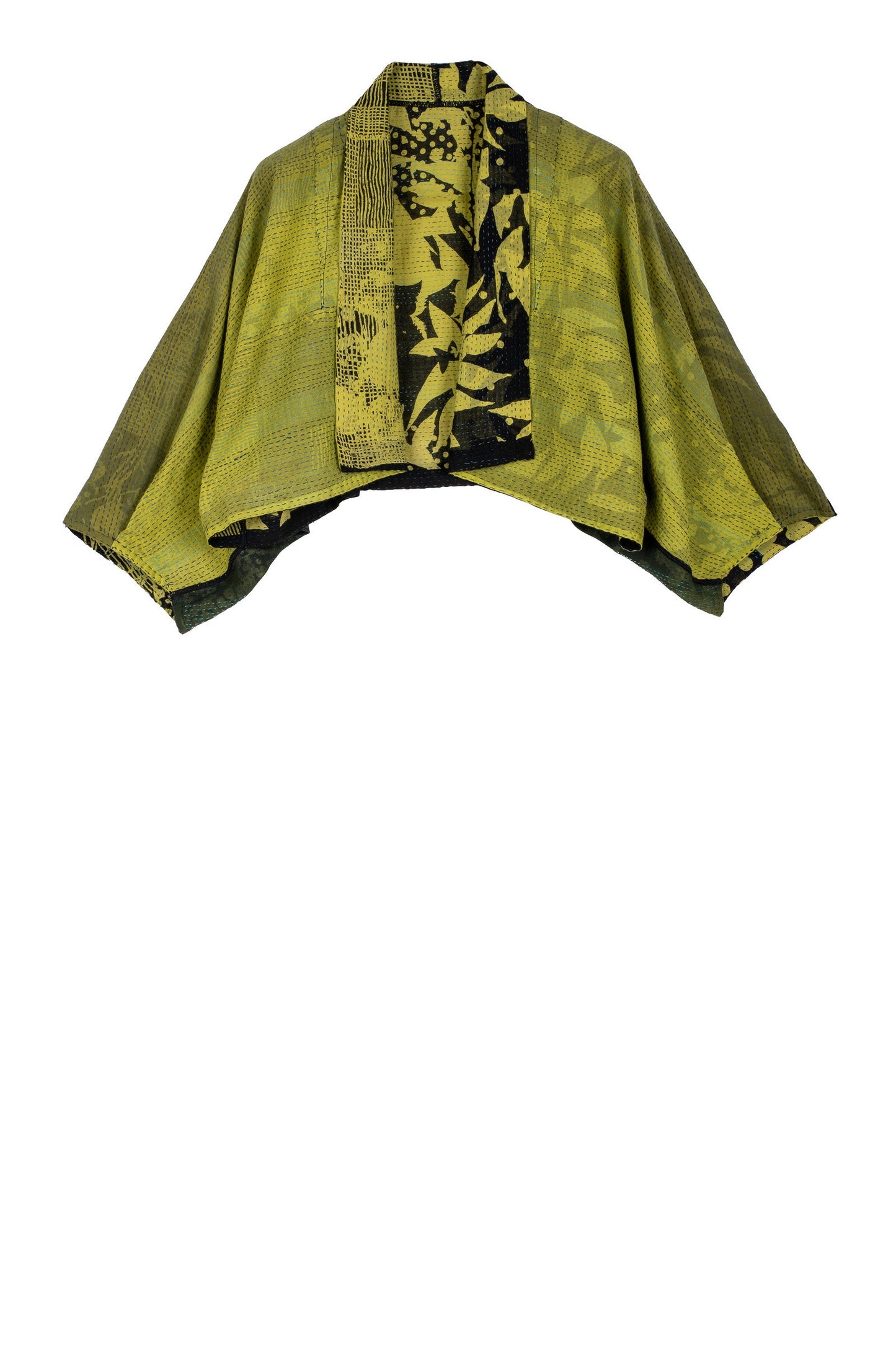 MONOTONE TWILIGHT PRINT KANTHA PUFF SLV. SHRUG - tp2062-cha -